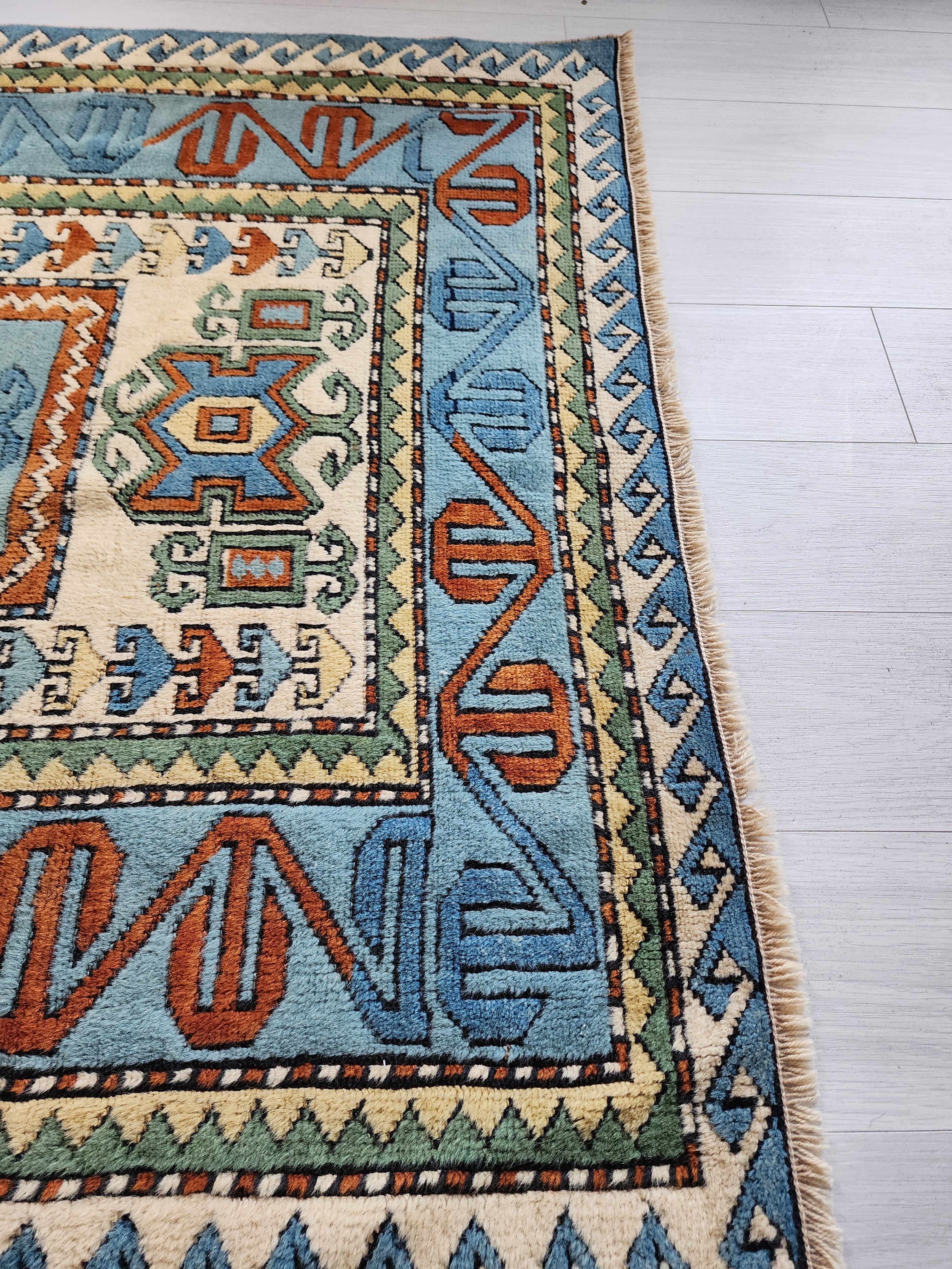 vintage Oushak Wool Area Rug — in setting