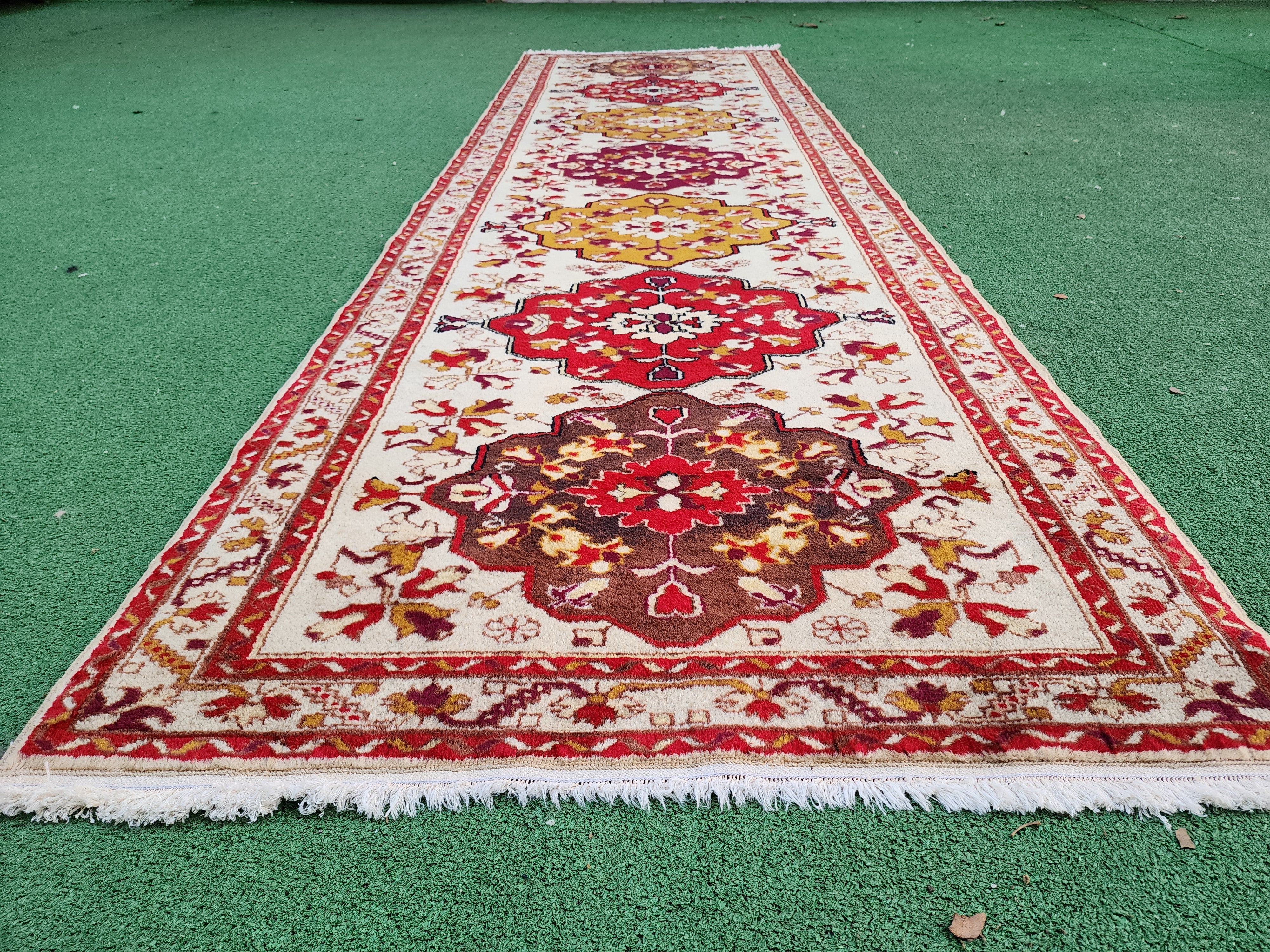 antique Turkish Wool Runner Rug — styled view