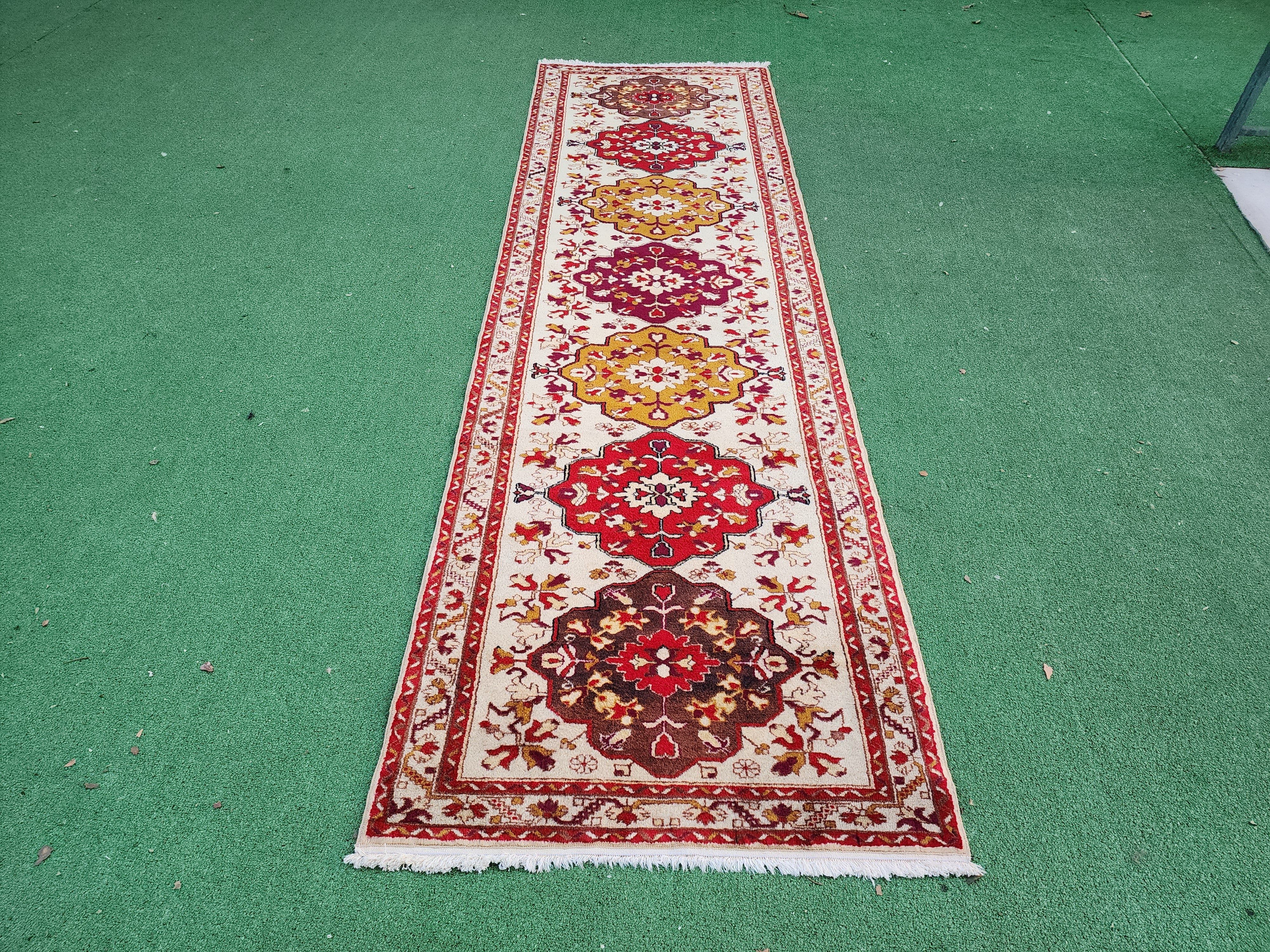 antique Turkish Wool Runner Rug — detail texture