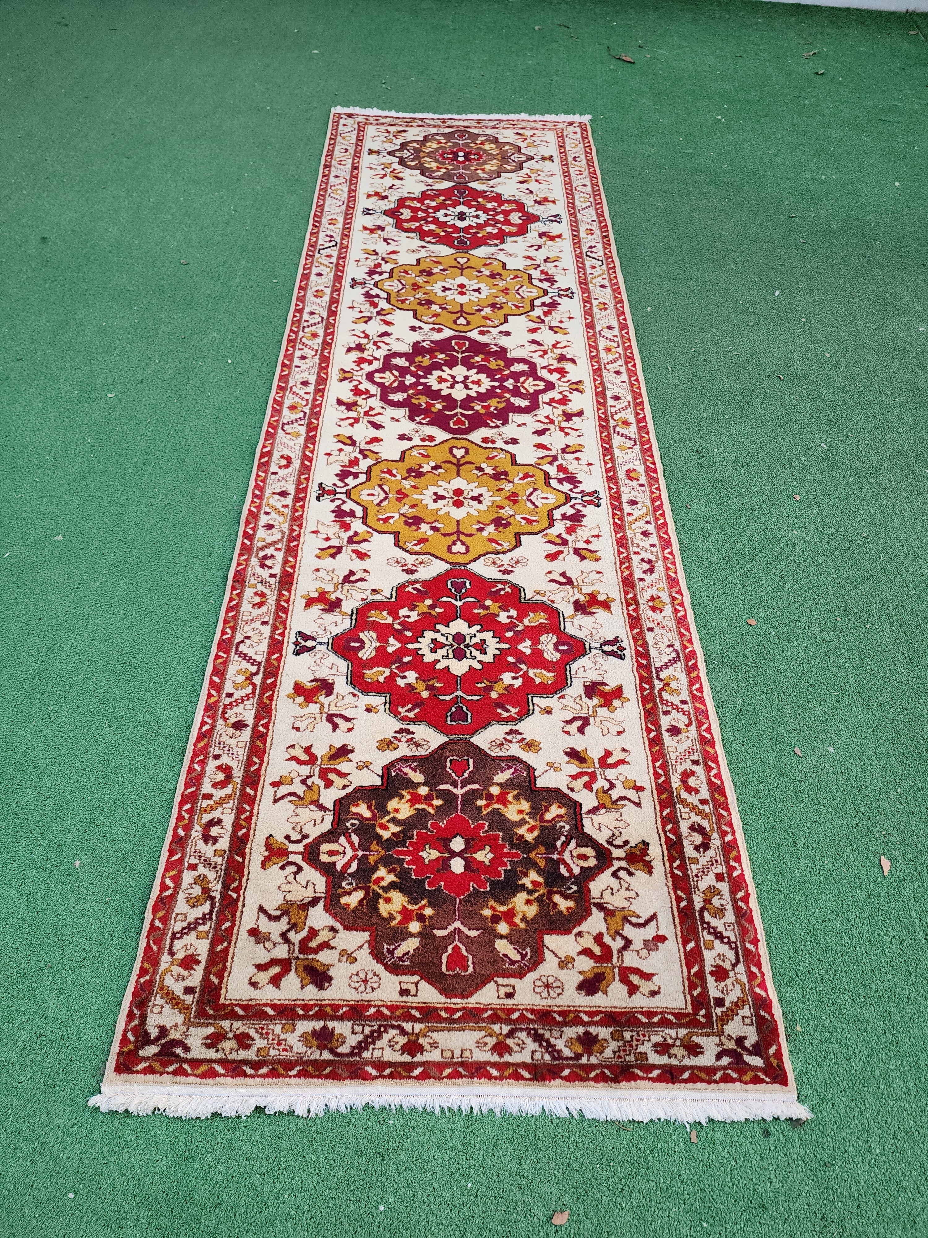antique Turkish Wool Runner Rug — back view