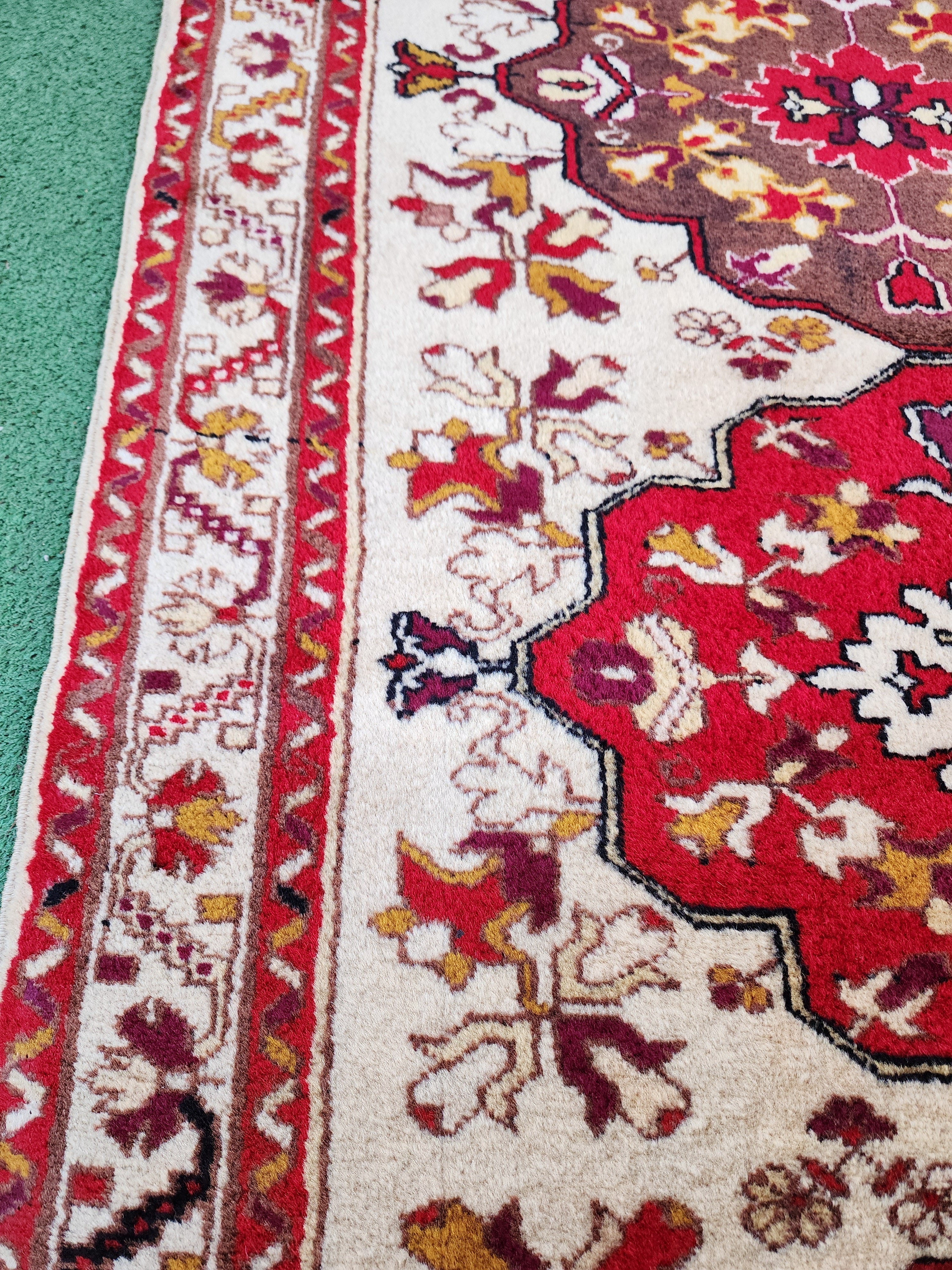 antique Turkish Wool Runner Rug — pile detail