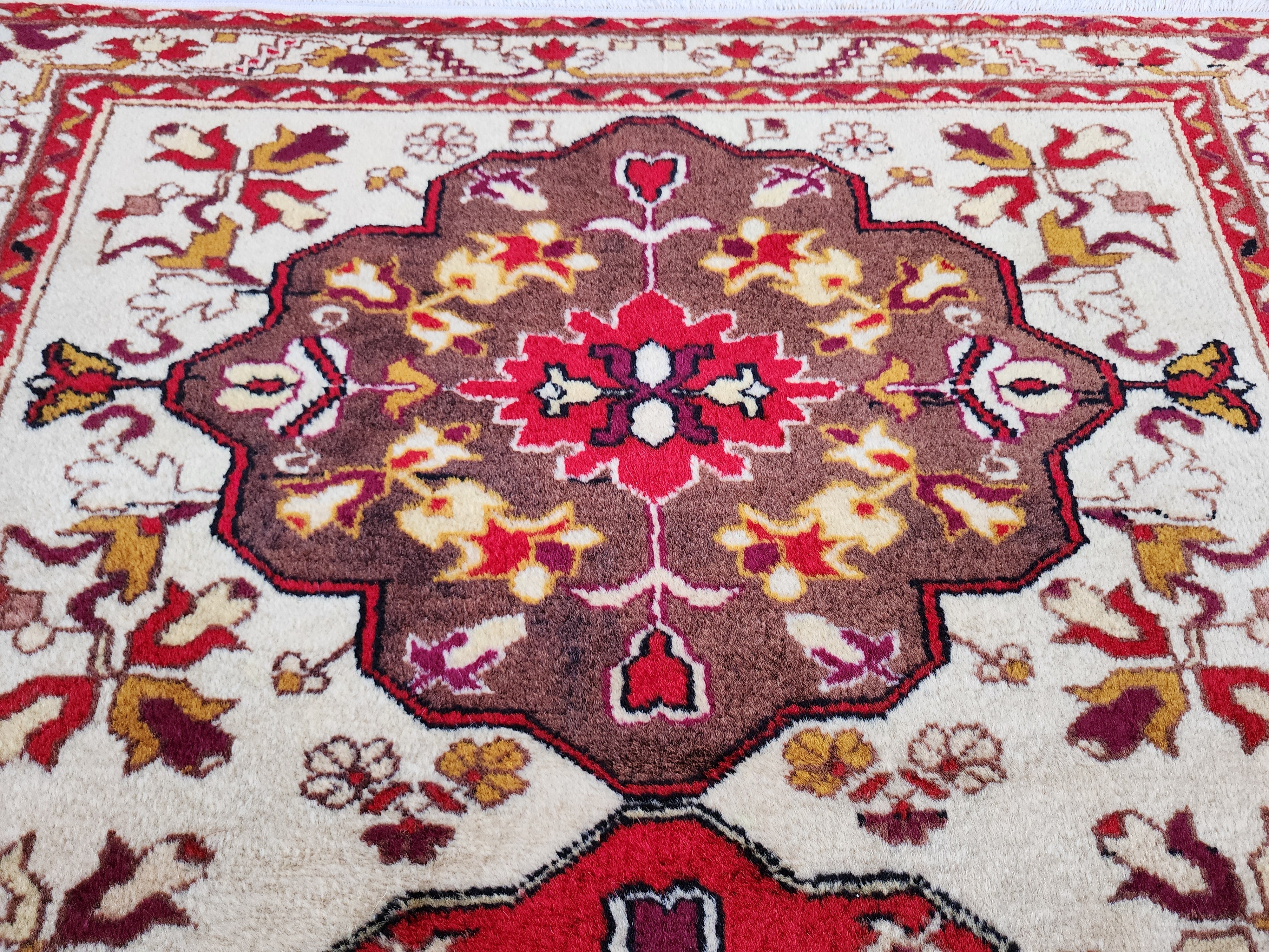 antique Turkish Wool Runner Rug — border pattern