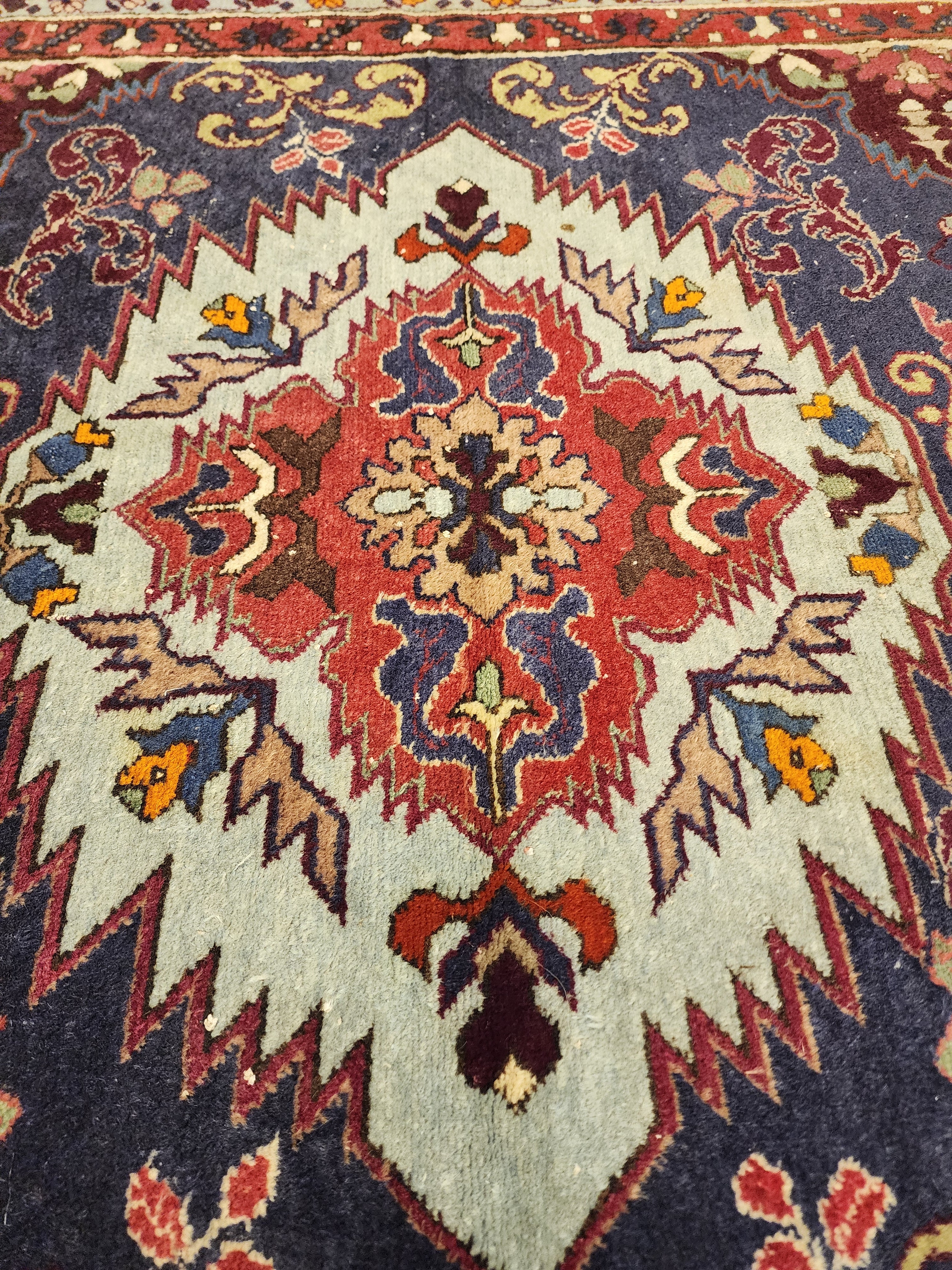 Vintage Caucasian Area Rug 6'10'' x 4'10'' Vintage Turkish Tribal Natural Wool Rug, Recycled Oriental Design Rustic Bohemian Floor Rug