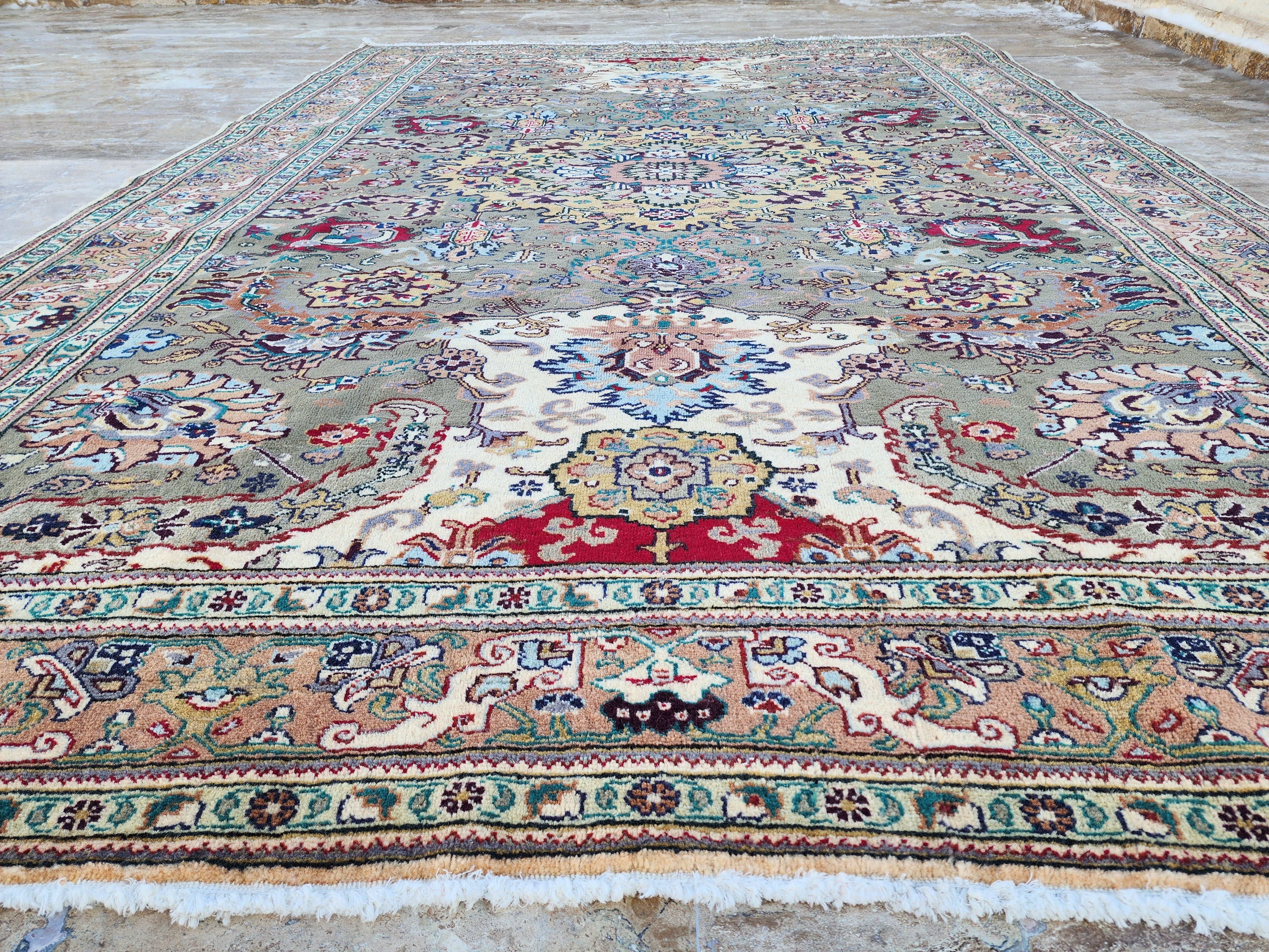 vintage Kayseri Wool Large Area Rug — styled view