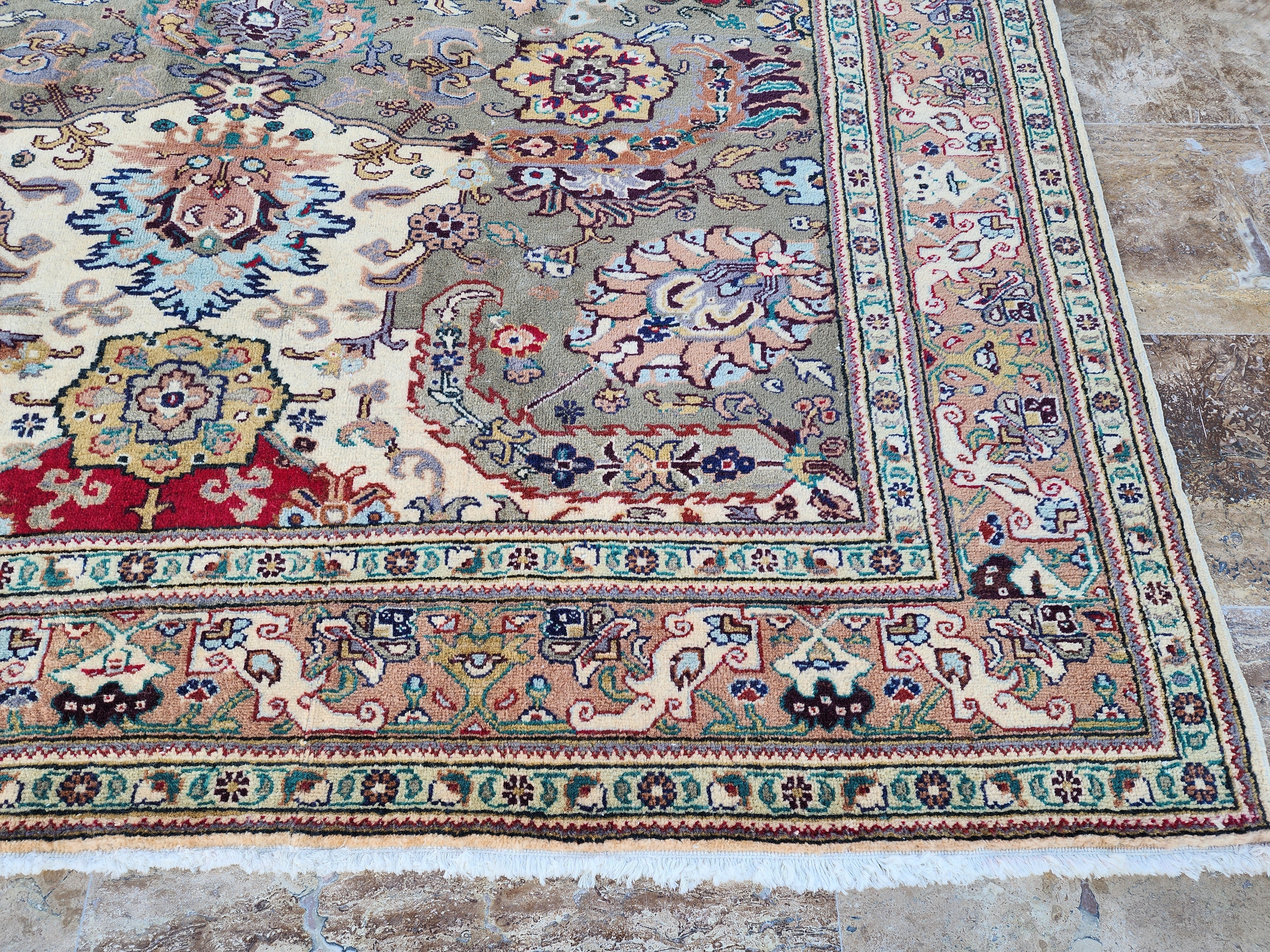 vintage Kayseri Wool Large Area Rug — edge weave