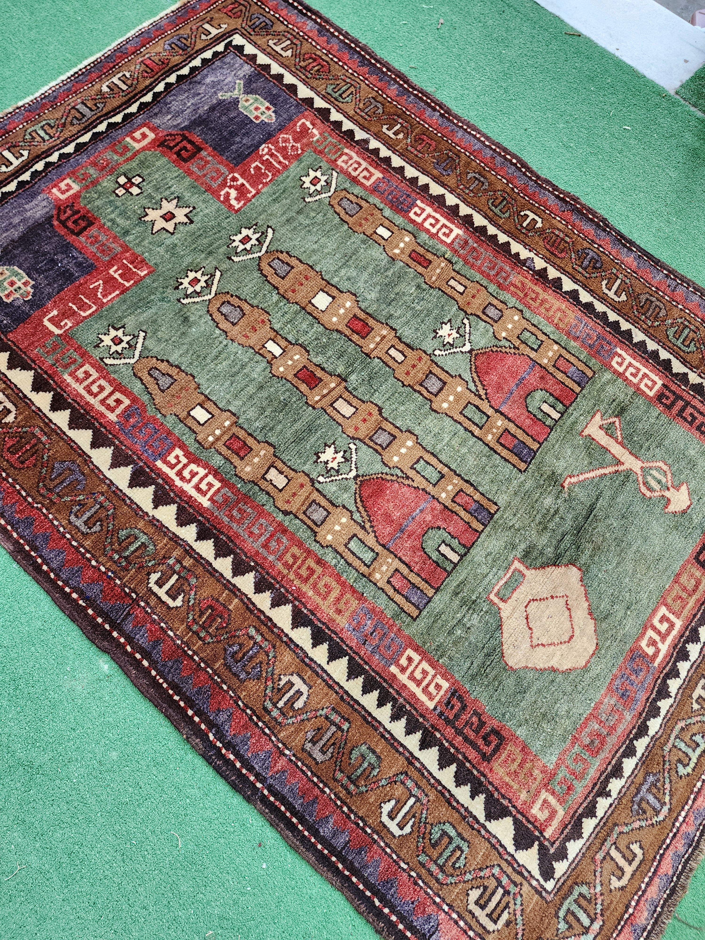 antique Kars Wool Small Rug — colour close-up
