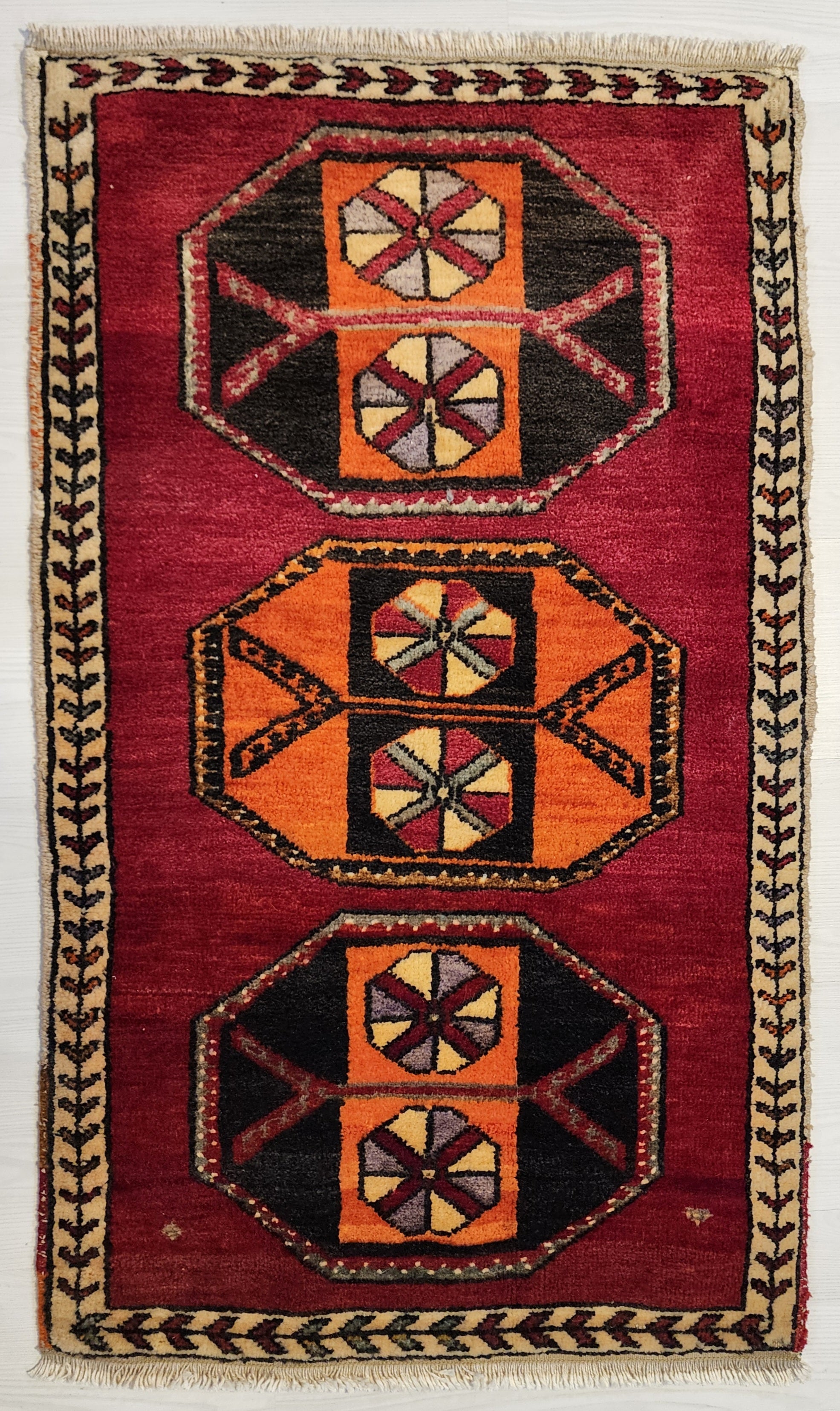 Vintage Kurdish Malatya Rug 2'2'' x 3'8'' Handmade Turkish Small Rug, Anatolian Tribal Wool Carpet, Rustic Boho Decor Accent Rug