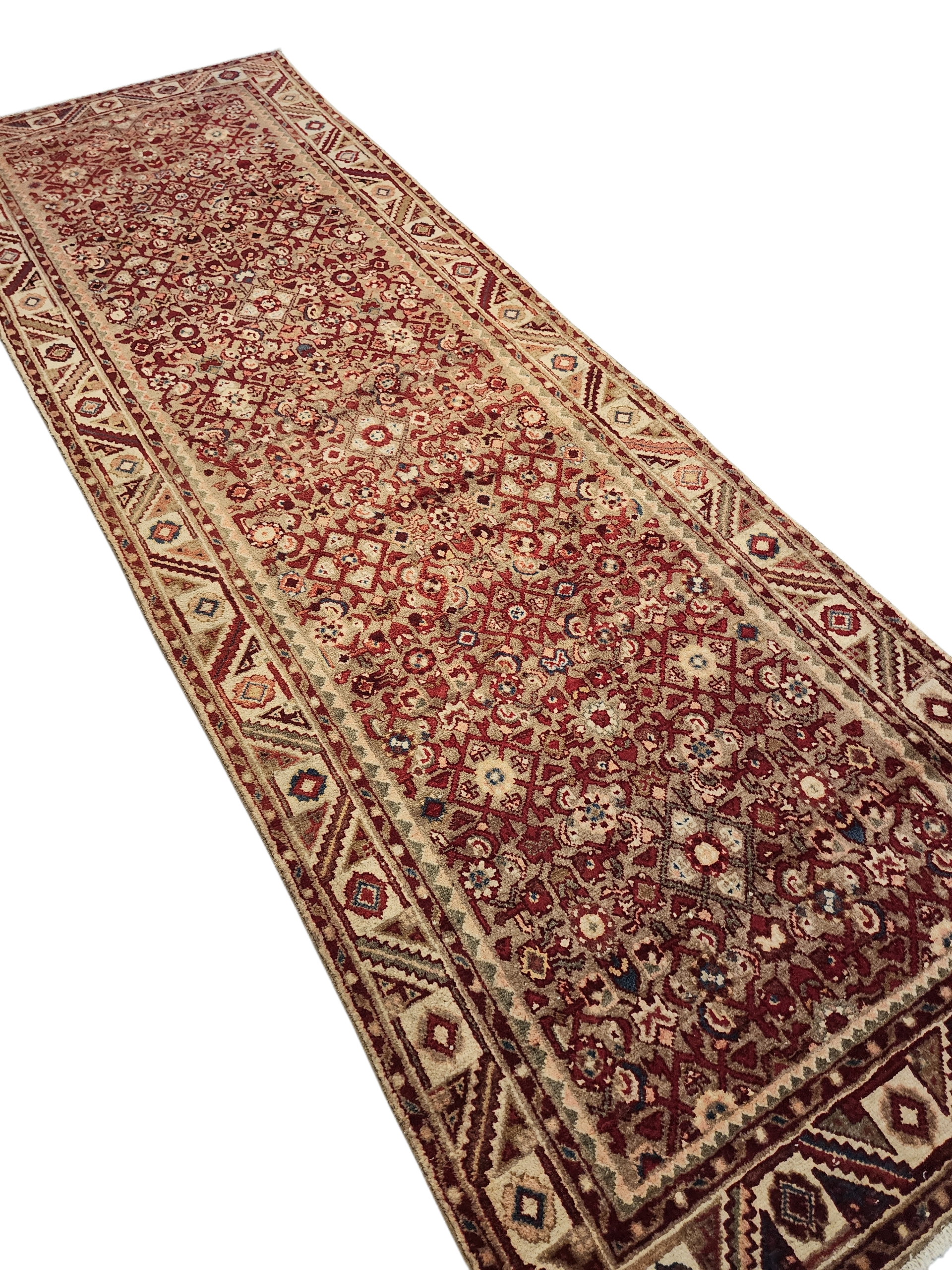 Handwoven Oushak Hallway Runner Rug, Vintage Turkish Wool 4x10