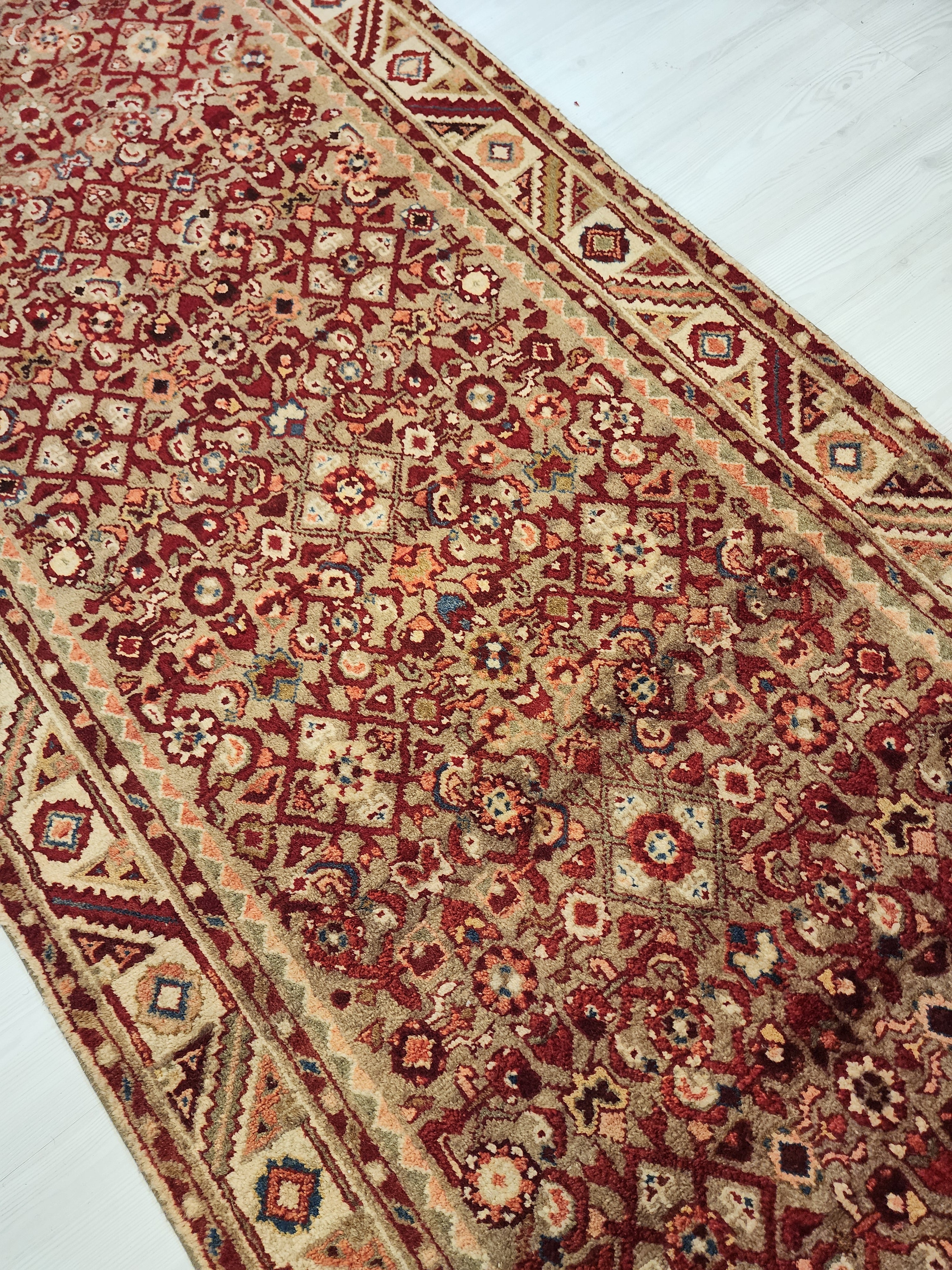 Handwoven Oushak Hallway Runner Rug, Vintage Turkish Wool 4x10
