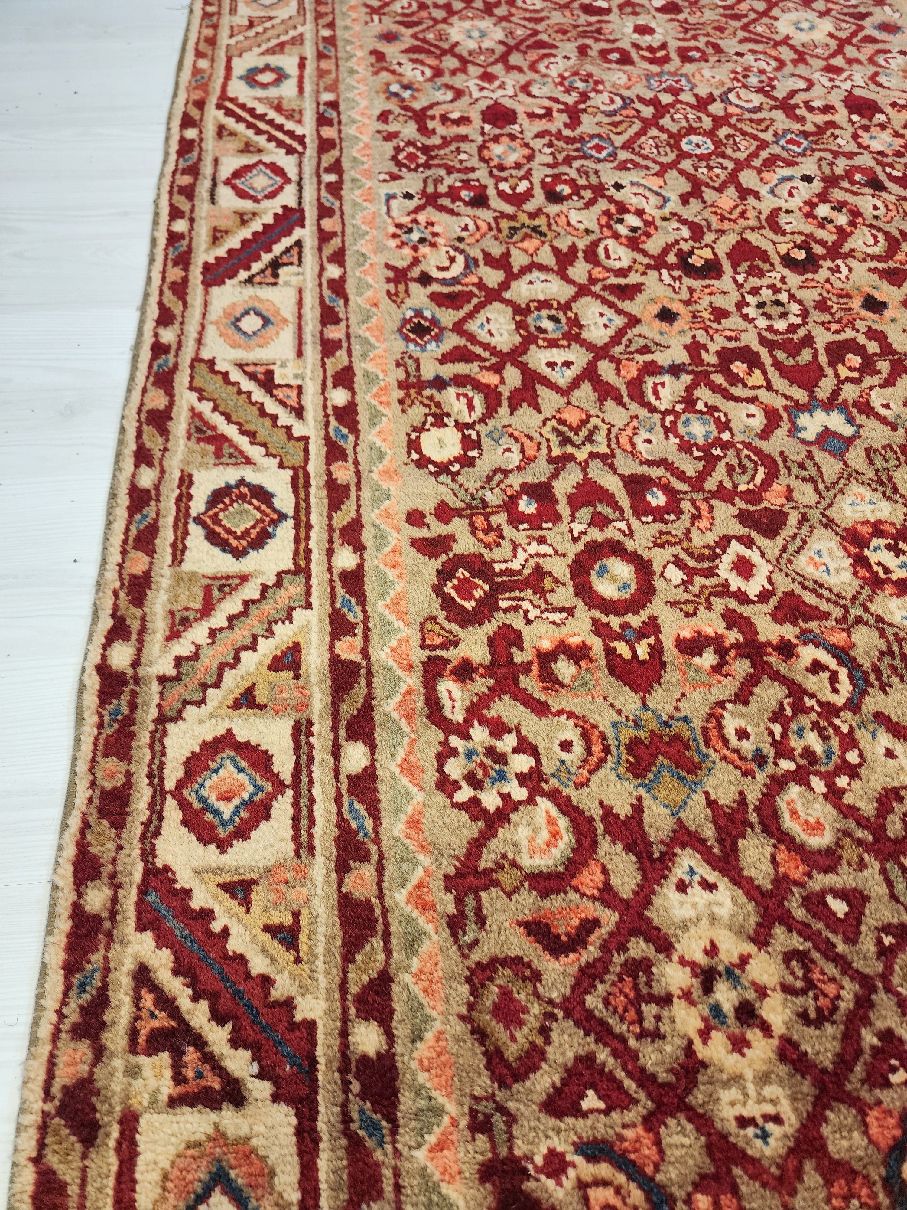 Handwoven Oushak Hallway Runner Rug, Vintage Turkish Wool 4x10