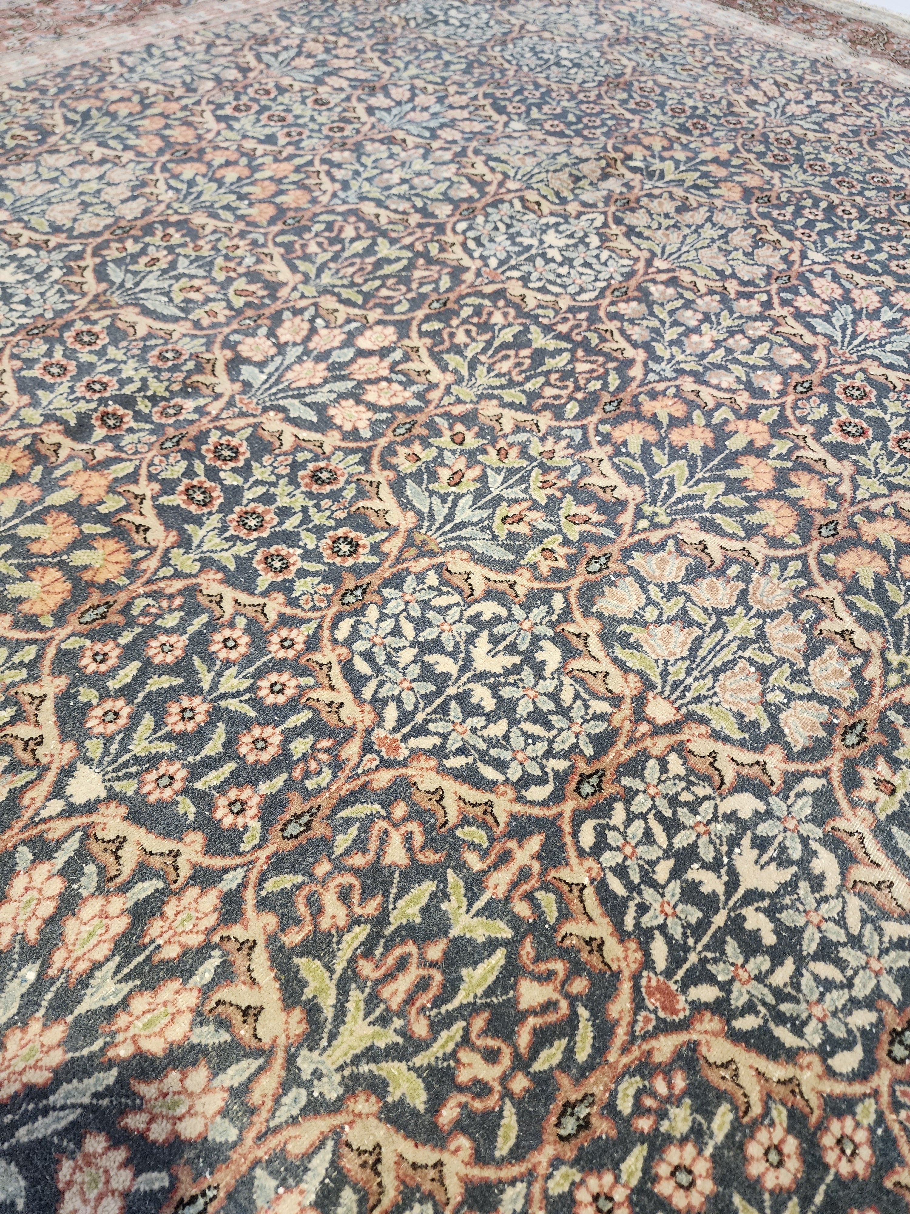 Vintage Large Hereke Rug, 6x9, Late Ottoman Period Floral Rug Handmade from Natural Wool