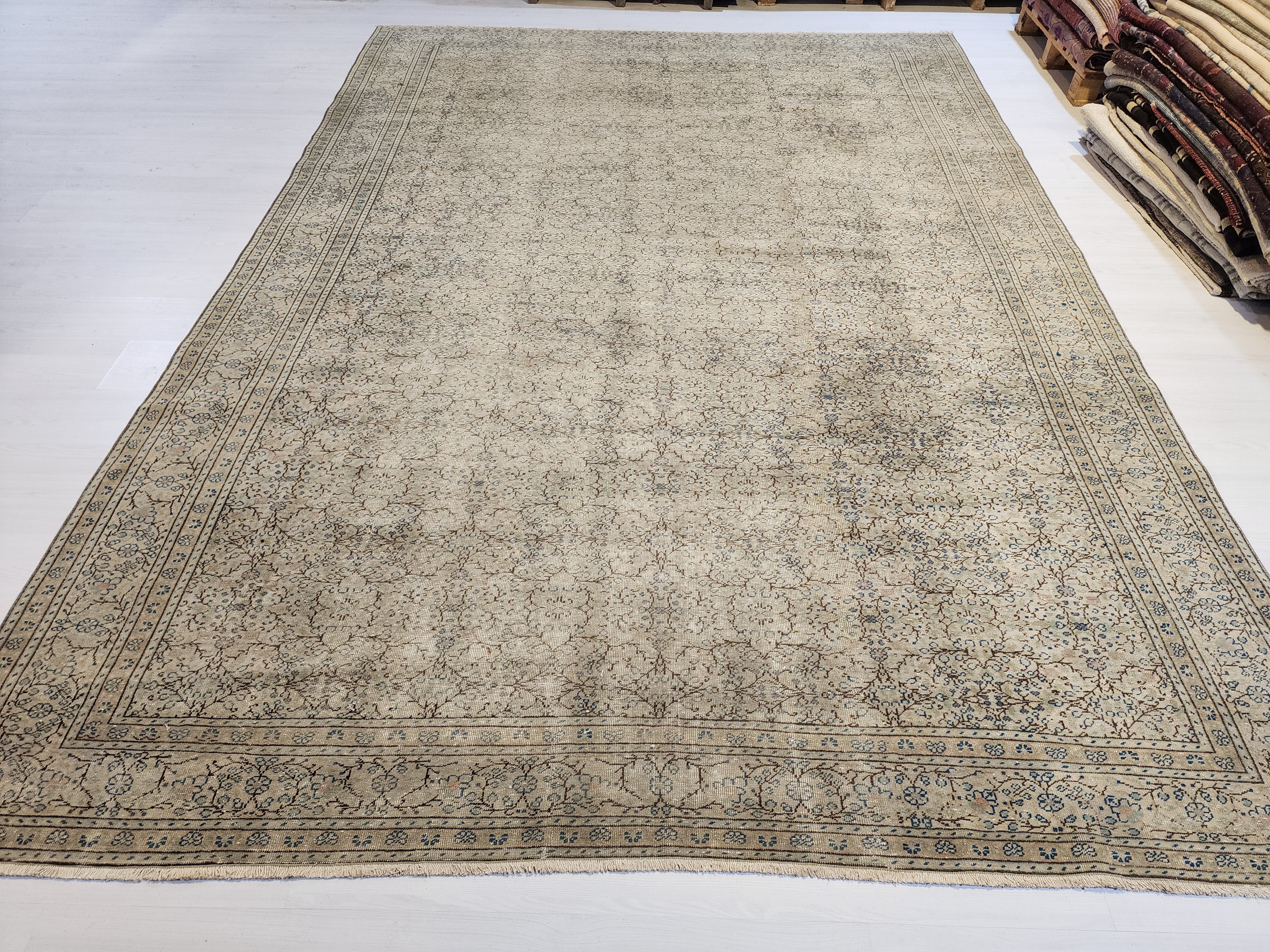 Large Hand-Knotted Kayseri Turkish Rug, 8x11 Vintage Wool Area Rug