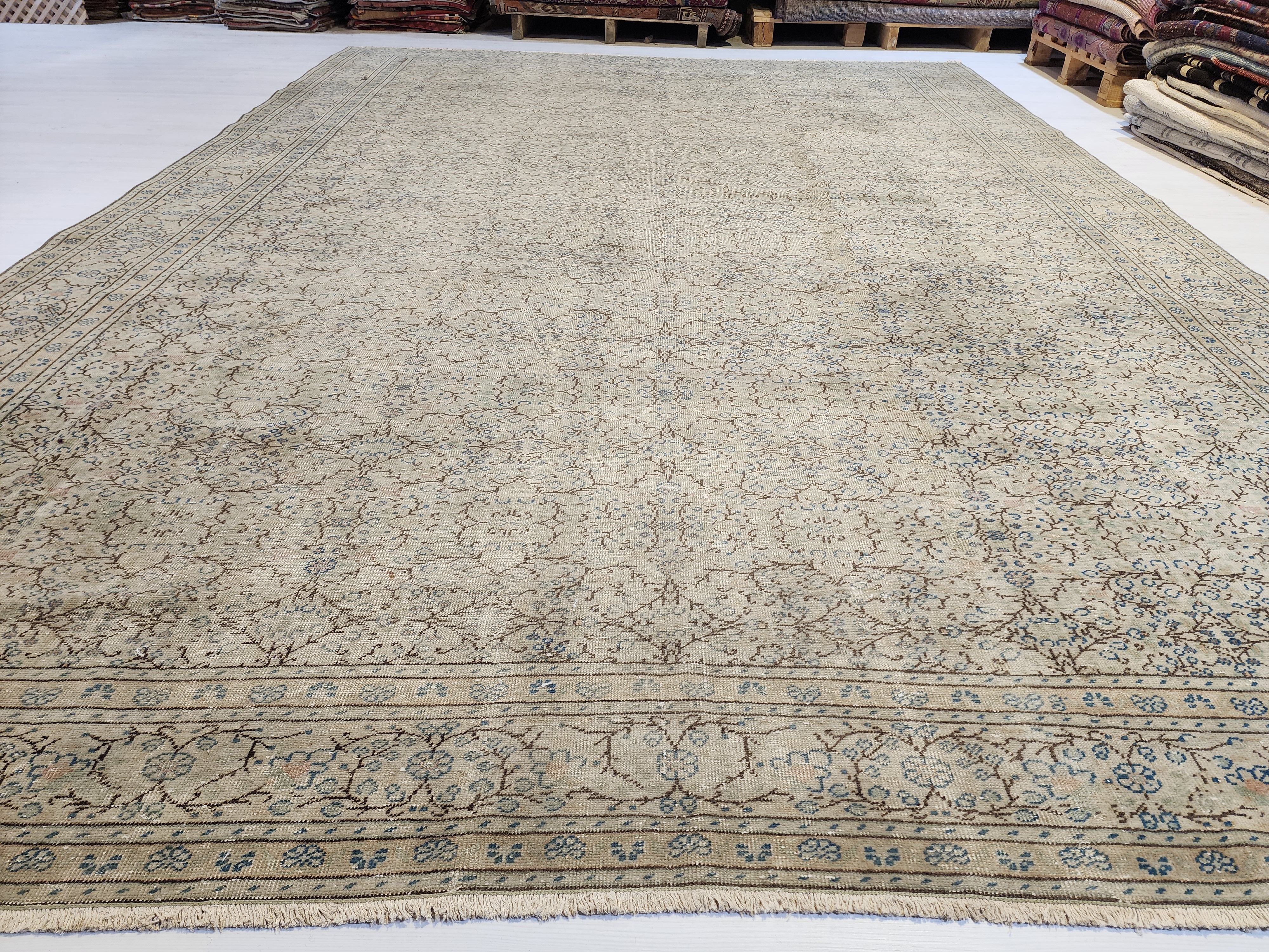 Large Hand-Knotted Kayseri Turkish Rug, 8x11 Vintage Wool Area Rug