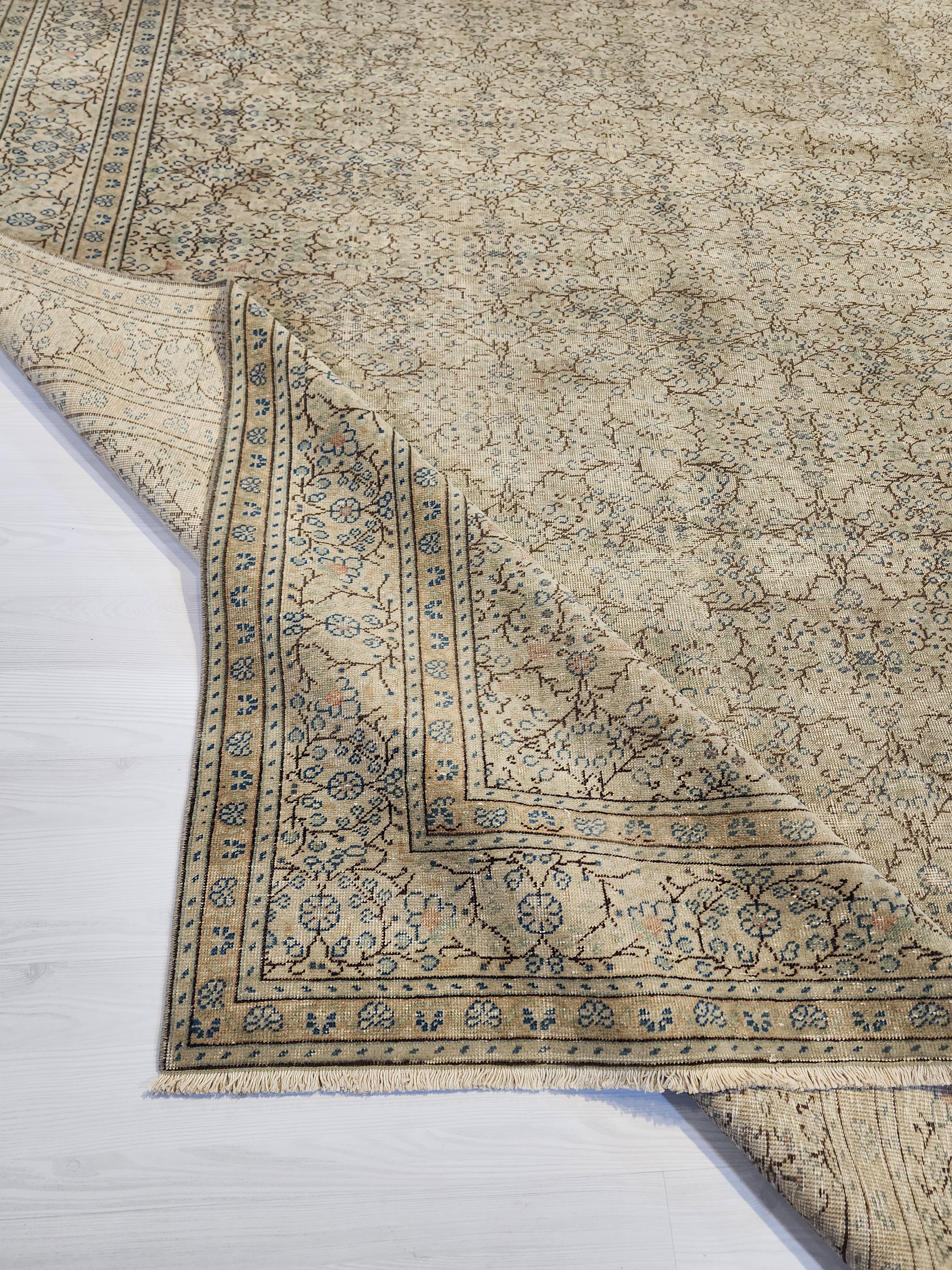 Large Hand-Knotted Kayseri Turkish Rug, 8x11 Vintage Wool Area Rug