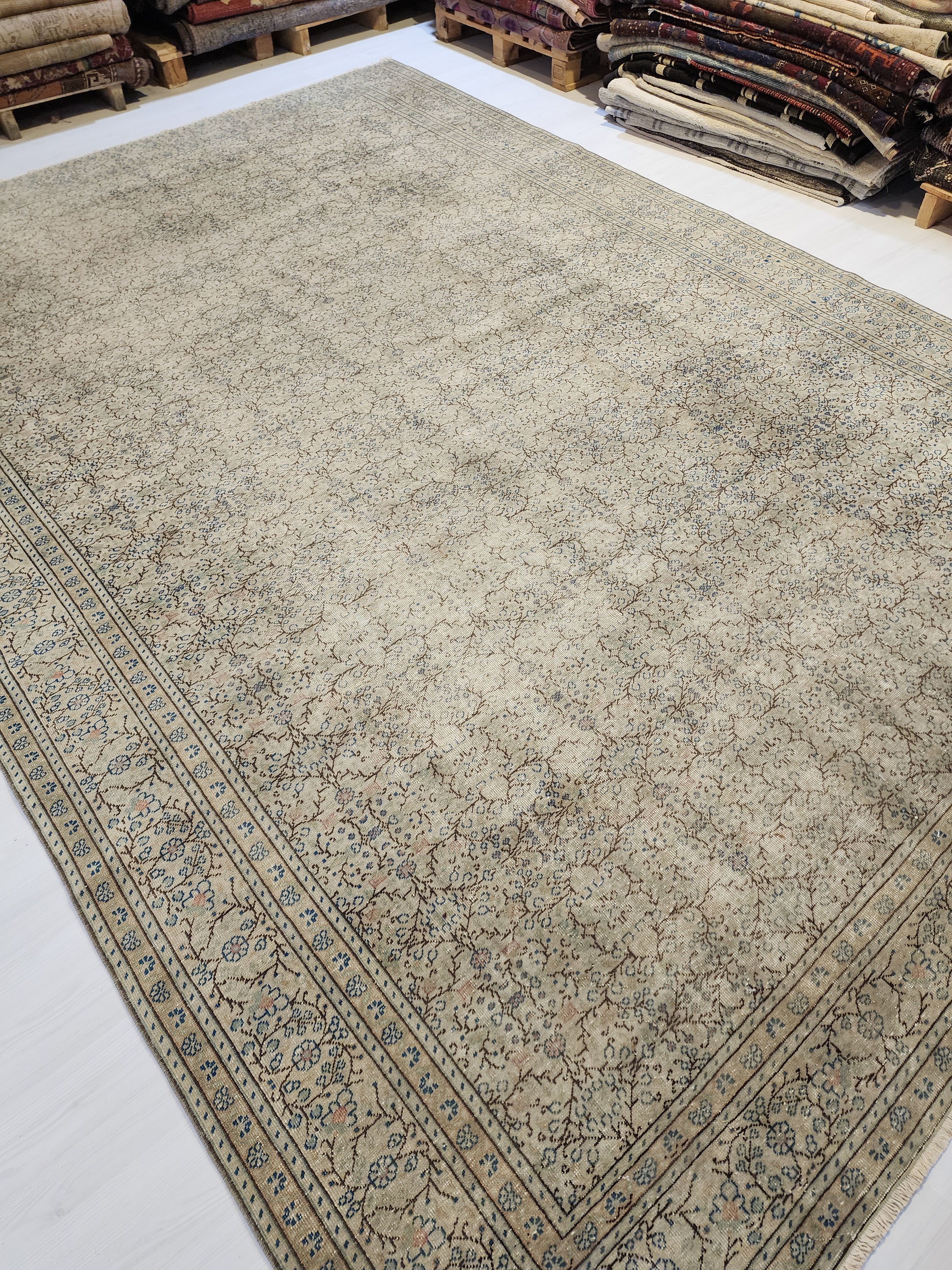 Large Hand-Knotted Kayseri Turkish Rug, 8x11 Vintage Wool Area Rug