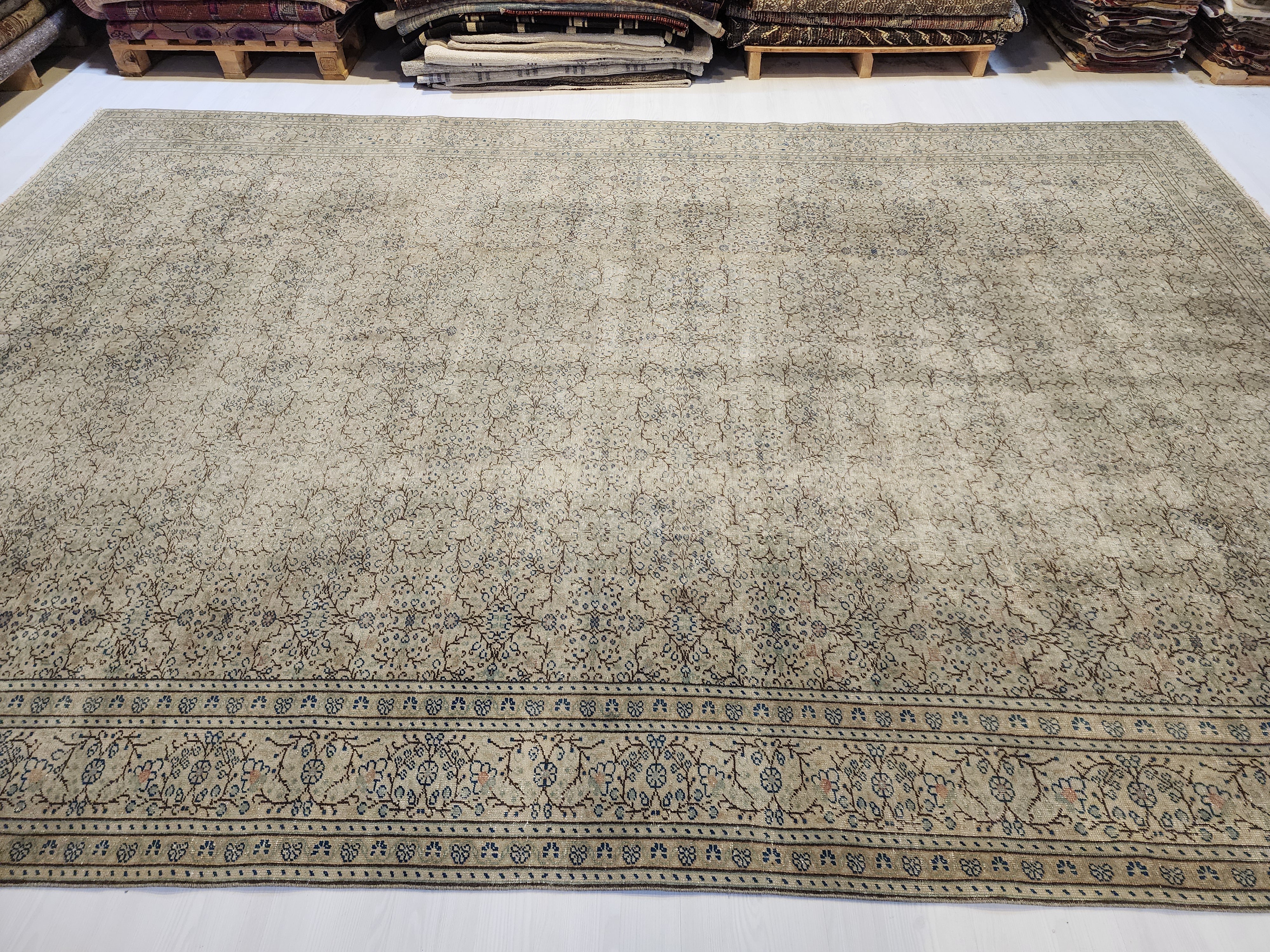 Large Hand-Knotted Kayseri Turkish Rug, 8x11 Vintage Wool Area Rug