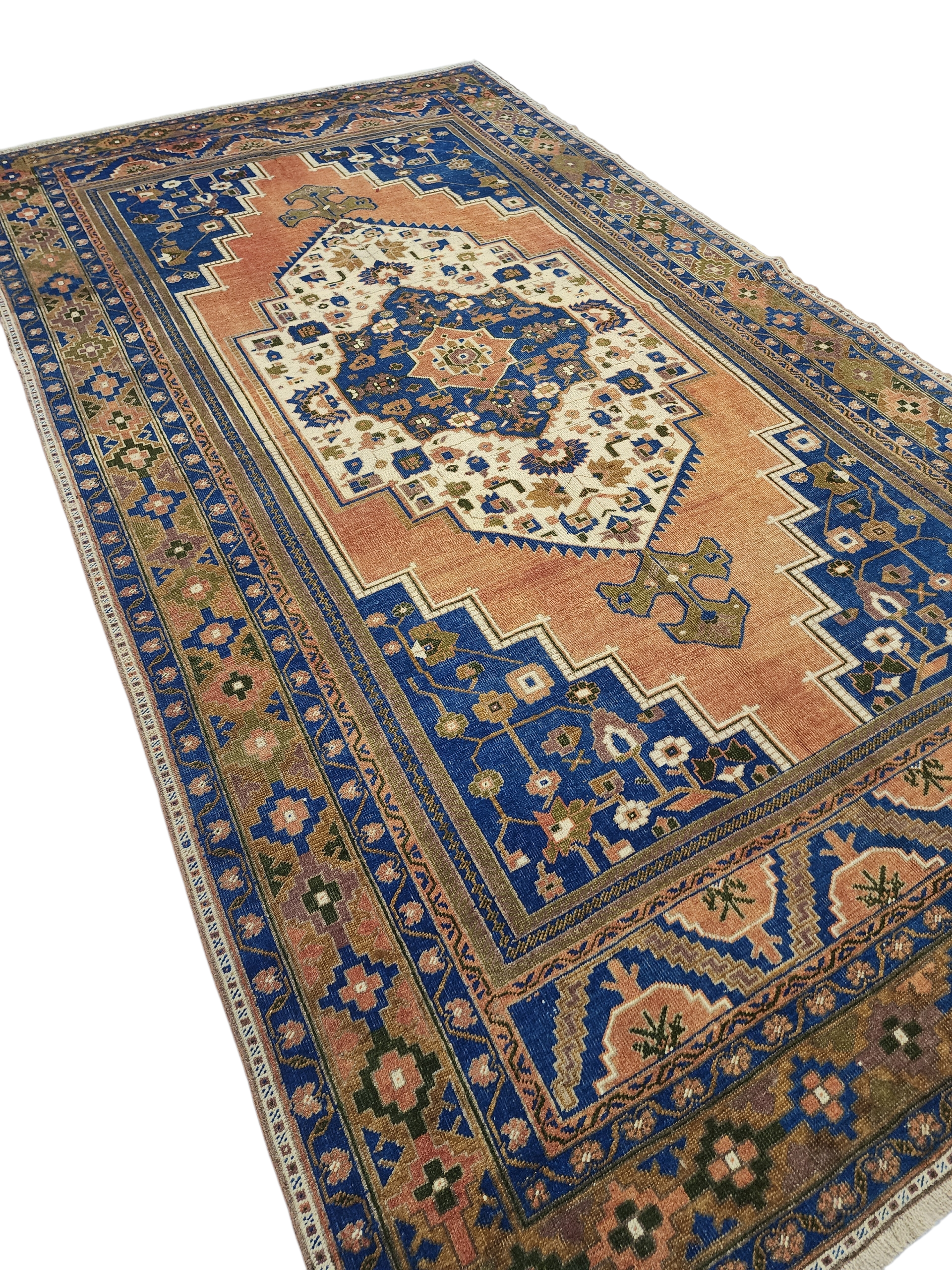 Vintage Turkish Wool Rug, 8x12, Medallion Motif, Konya Handmade