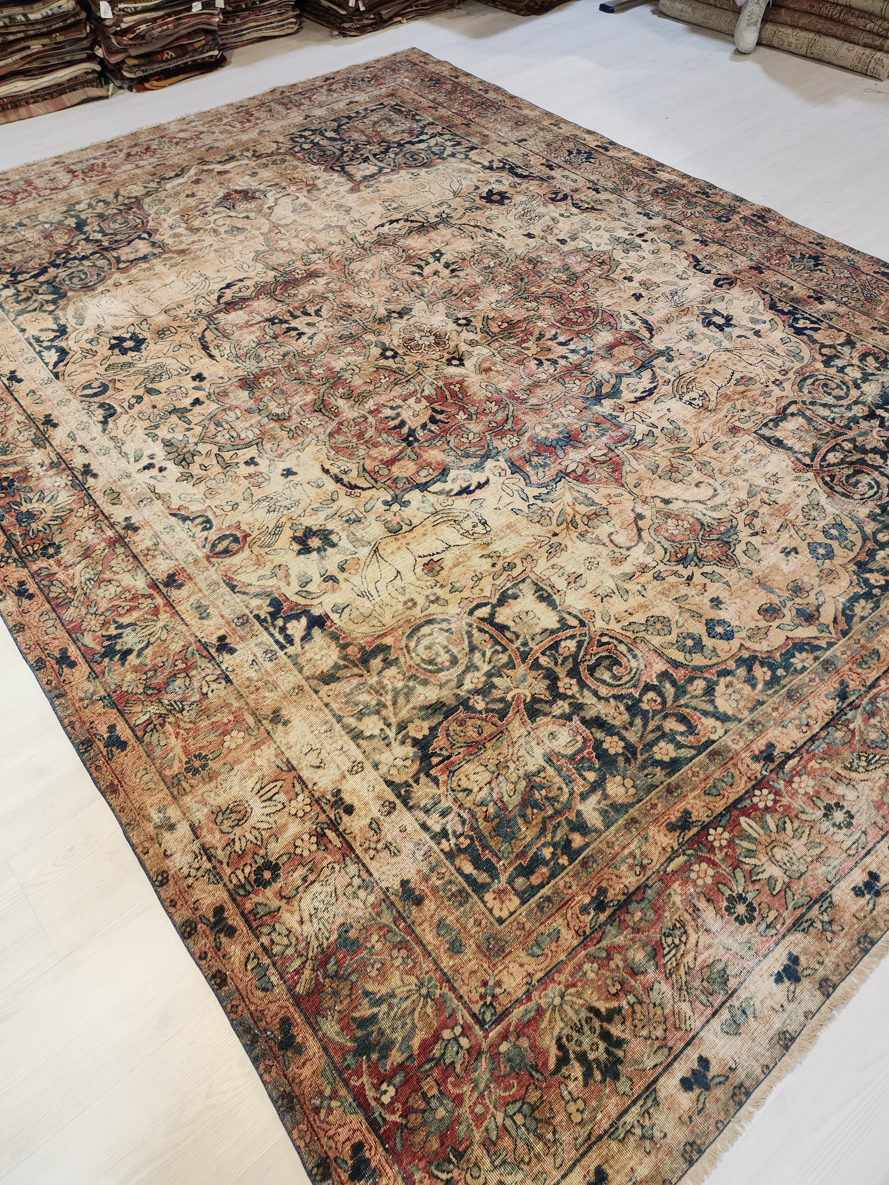 antique Anatolian Wool Large Area Rug — pattern close-up
