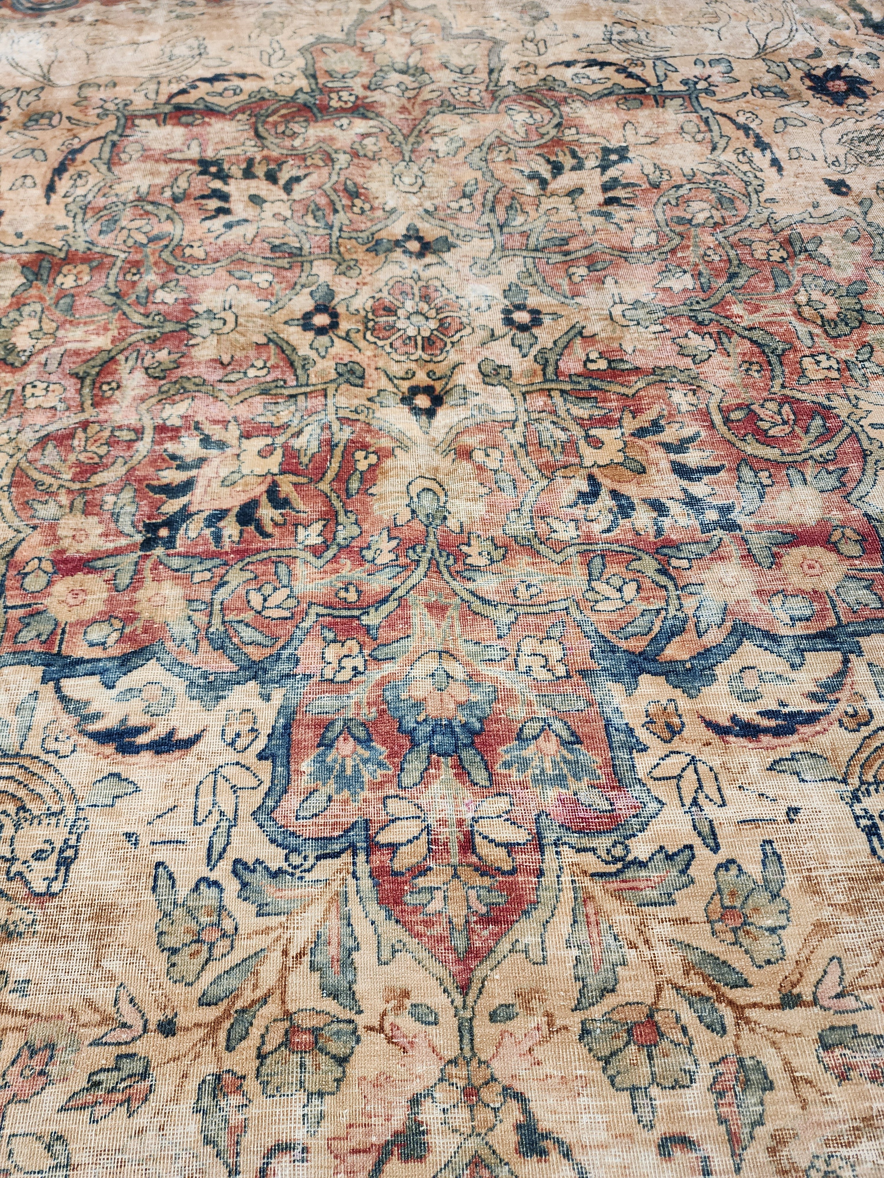 antique Anatolian Wool Large Area Rug — pile detail