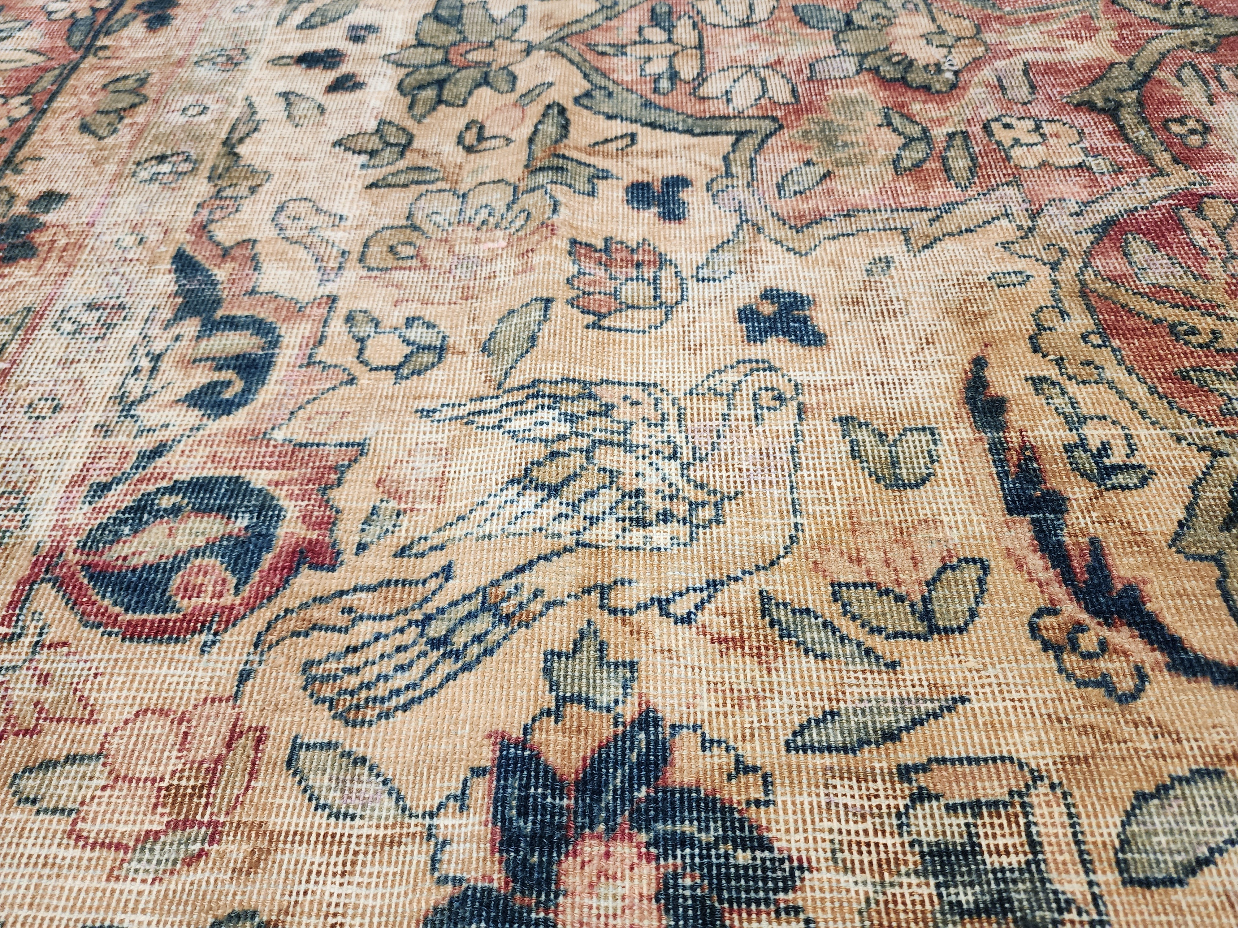 antique Anatolian Wool Large Area Rug — colour close-up