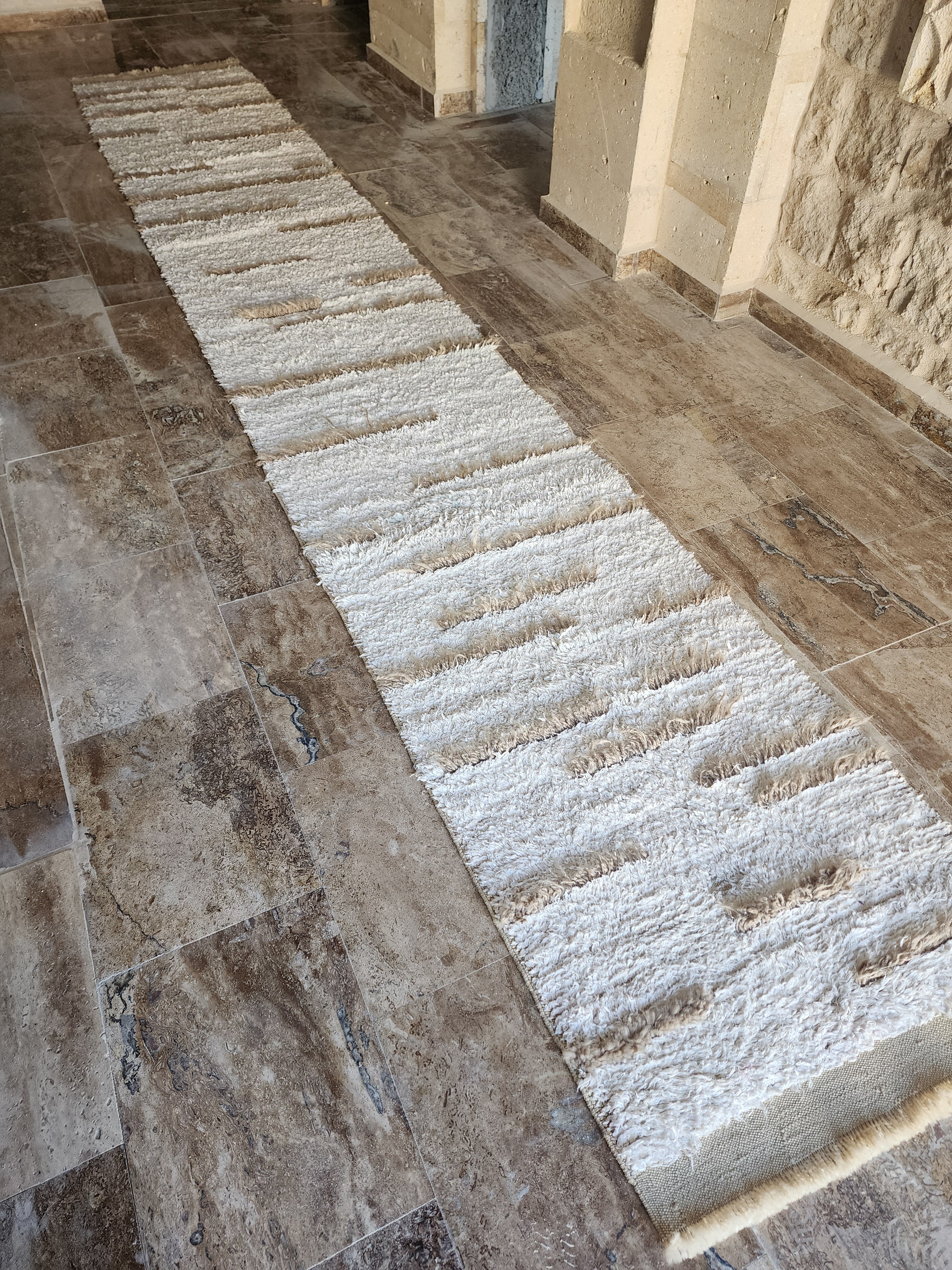 vintage Tribal Hemp Runner Rug — back view