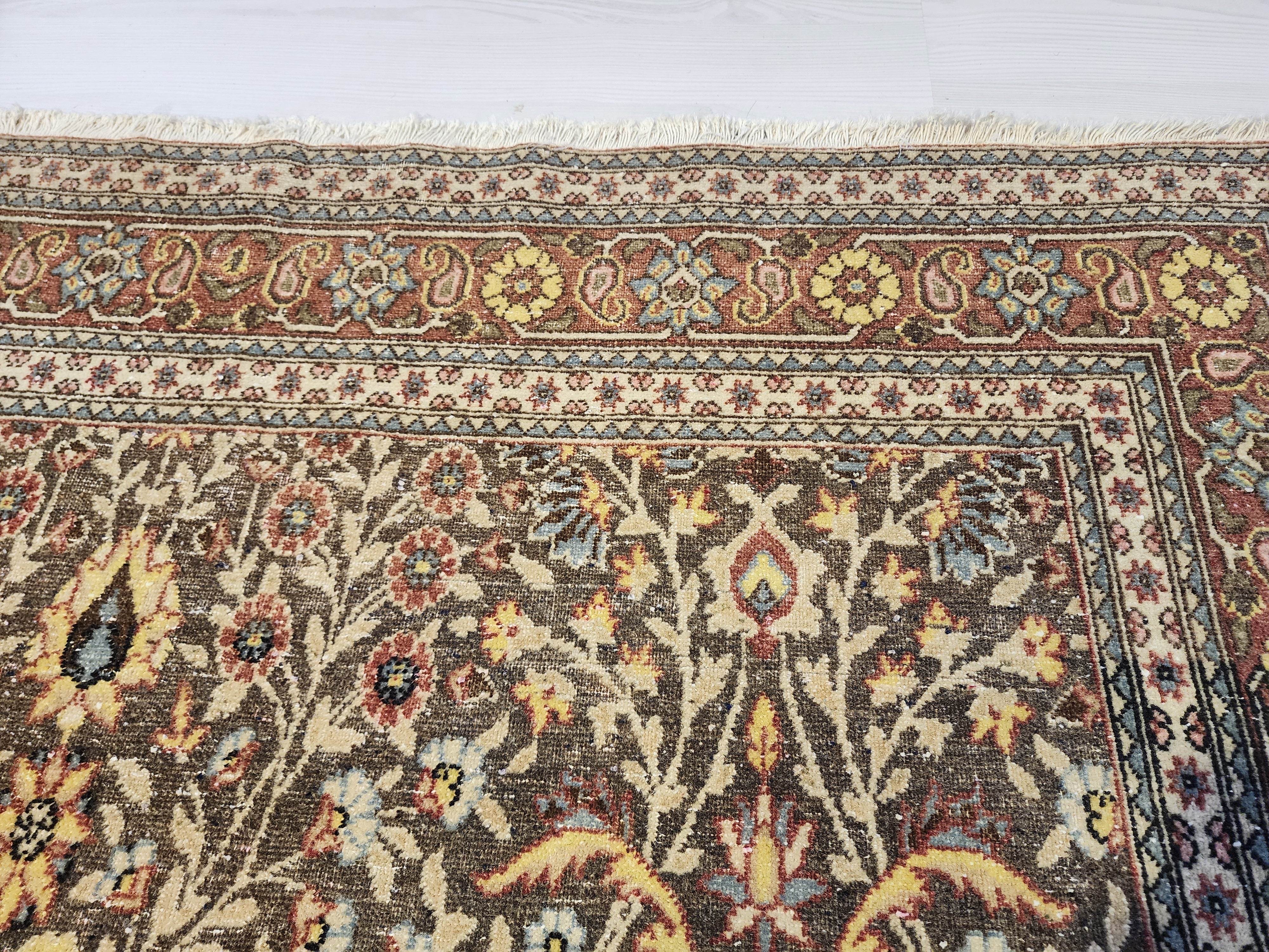 Vintage Hereke Rug, Fine Turkish Wool Silk Floral Area Rug, Traditional Oriental Living Room