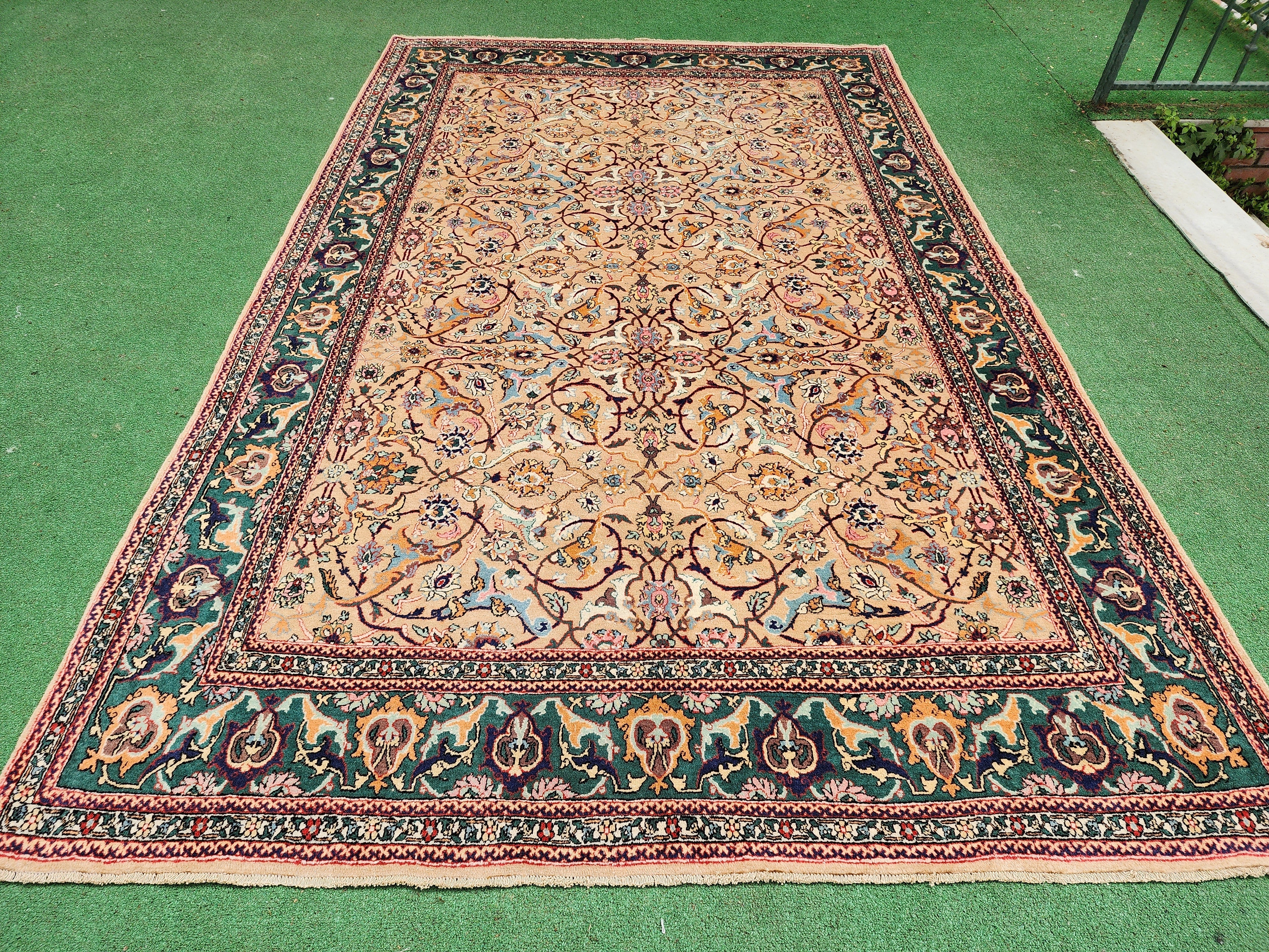 antique Hereke Wool Large Area Rug — detail texture