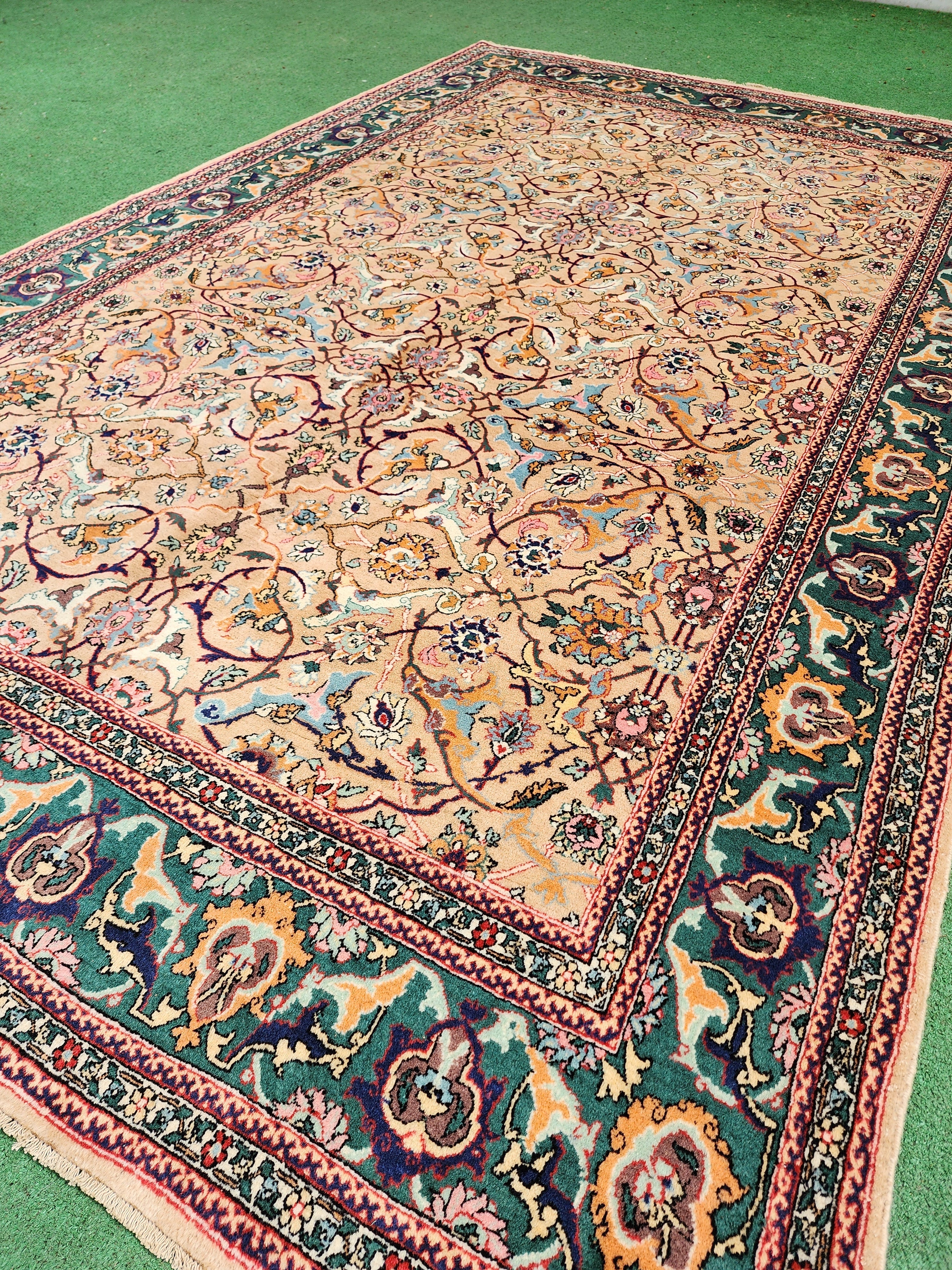 antique Hereke Wool Large Area Rug — back view