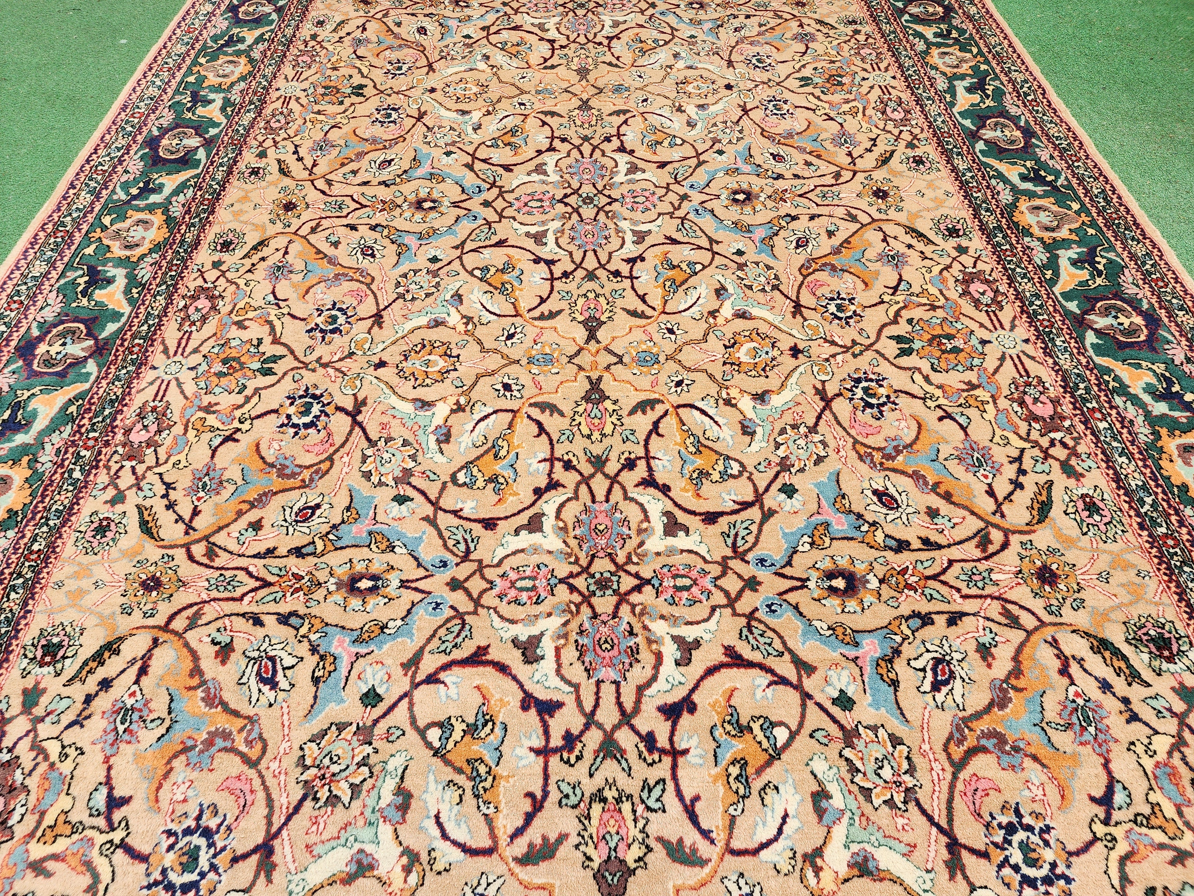 antique Hereke Wool Large Area Rug — edge weave