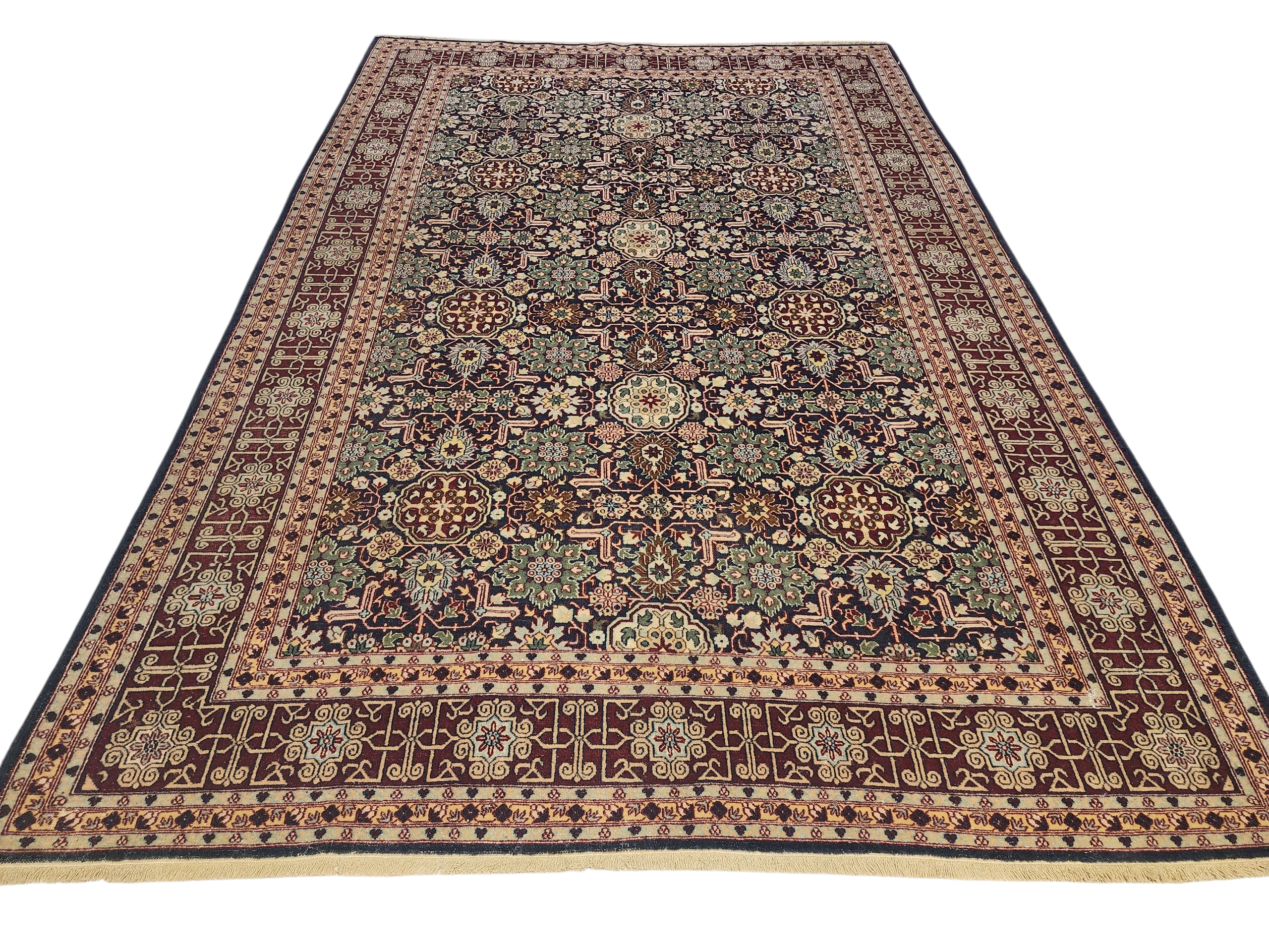 vintage Hereke Silk Area Rug — pattern close-up