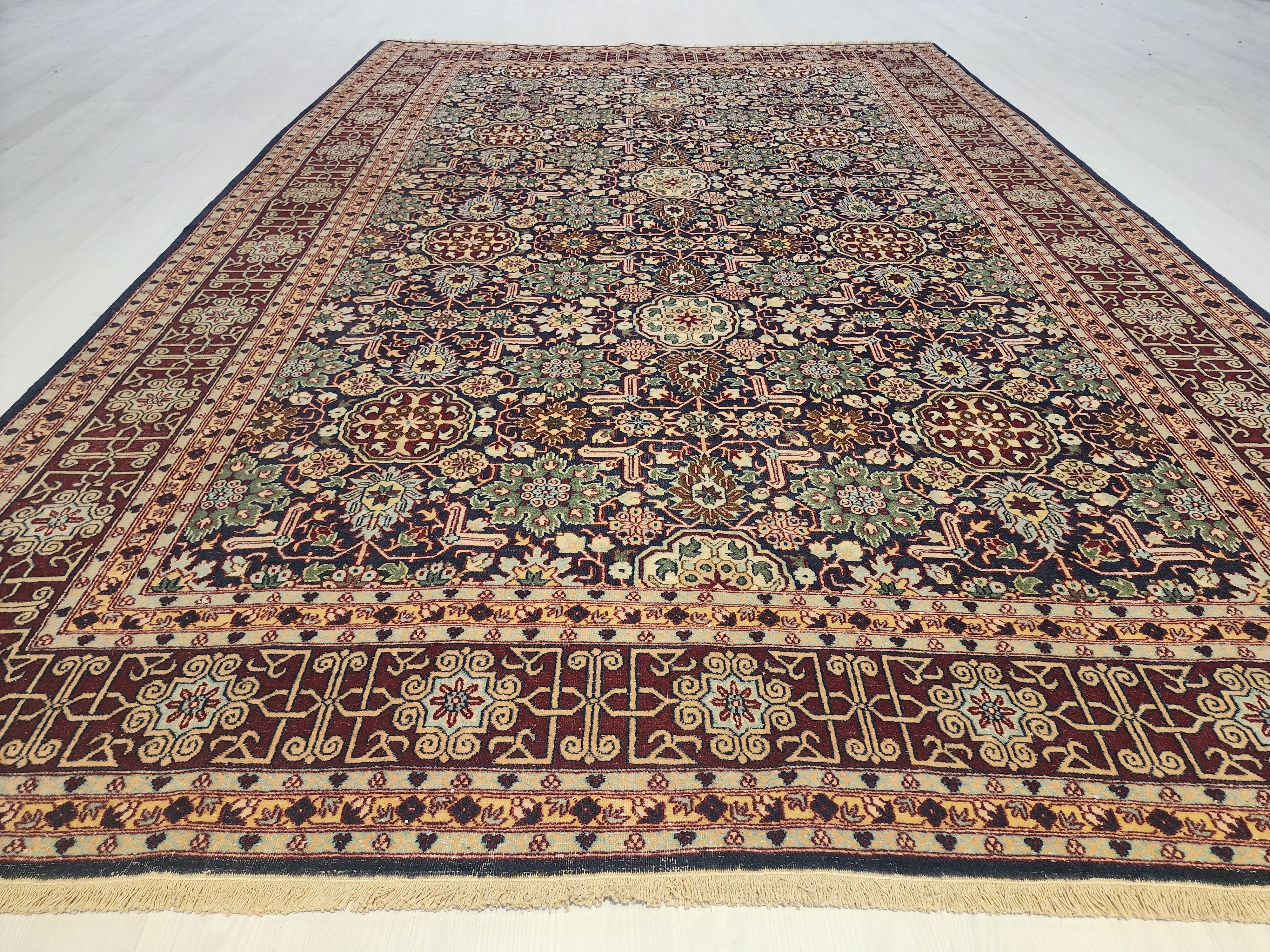 vintage Hereke Silk Area Rug — styled view