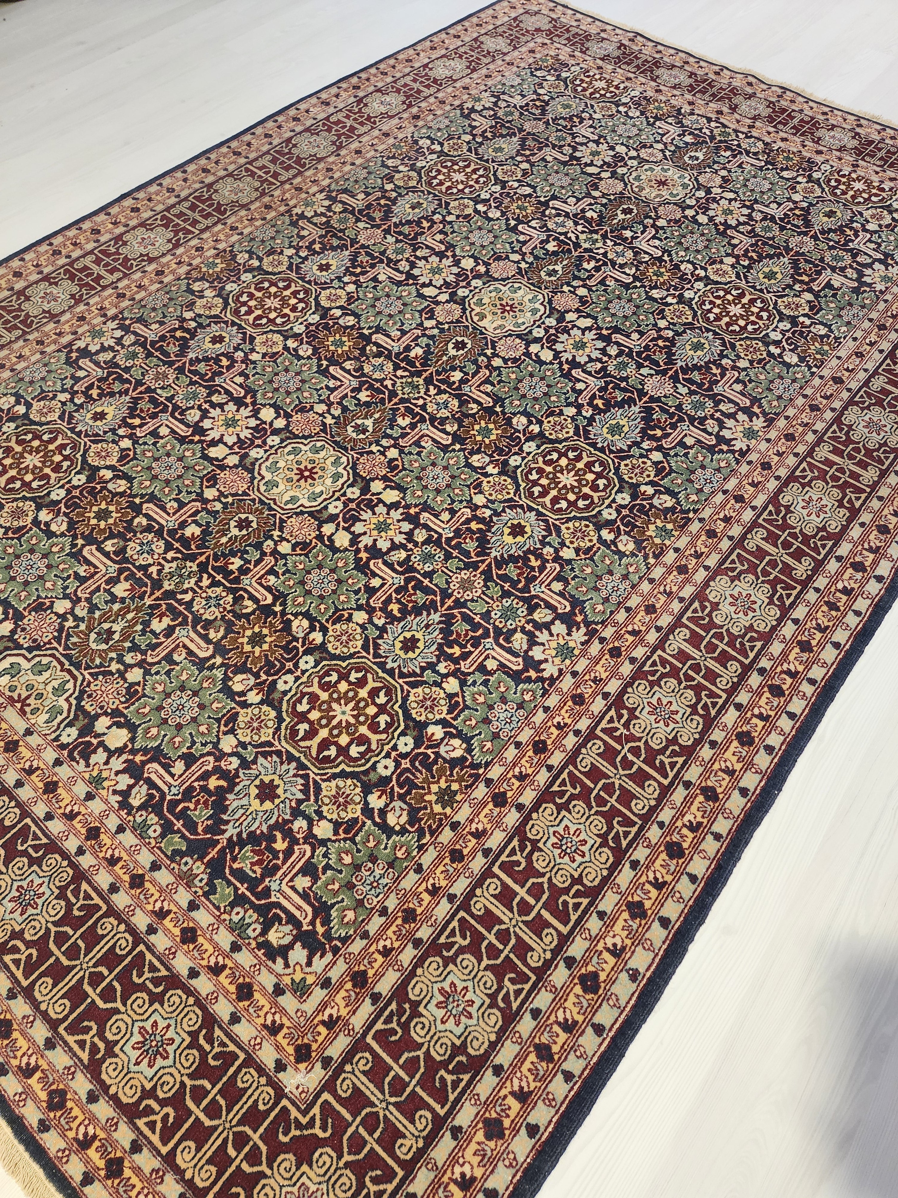 vintage Hereke Silk Area Rug — in setting
