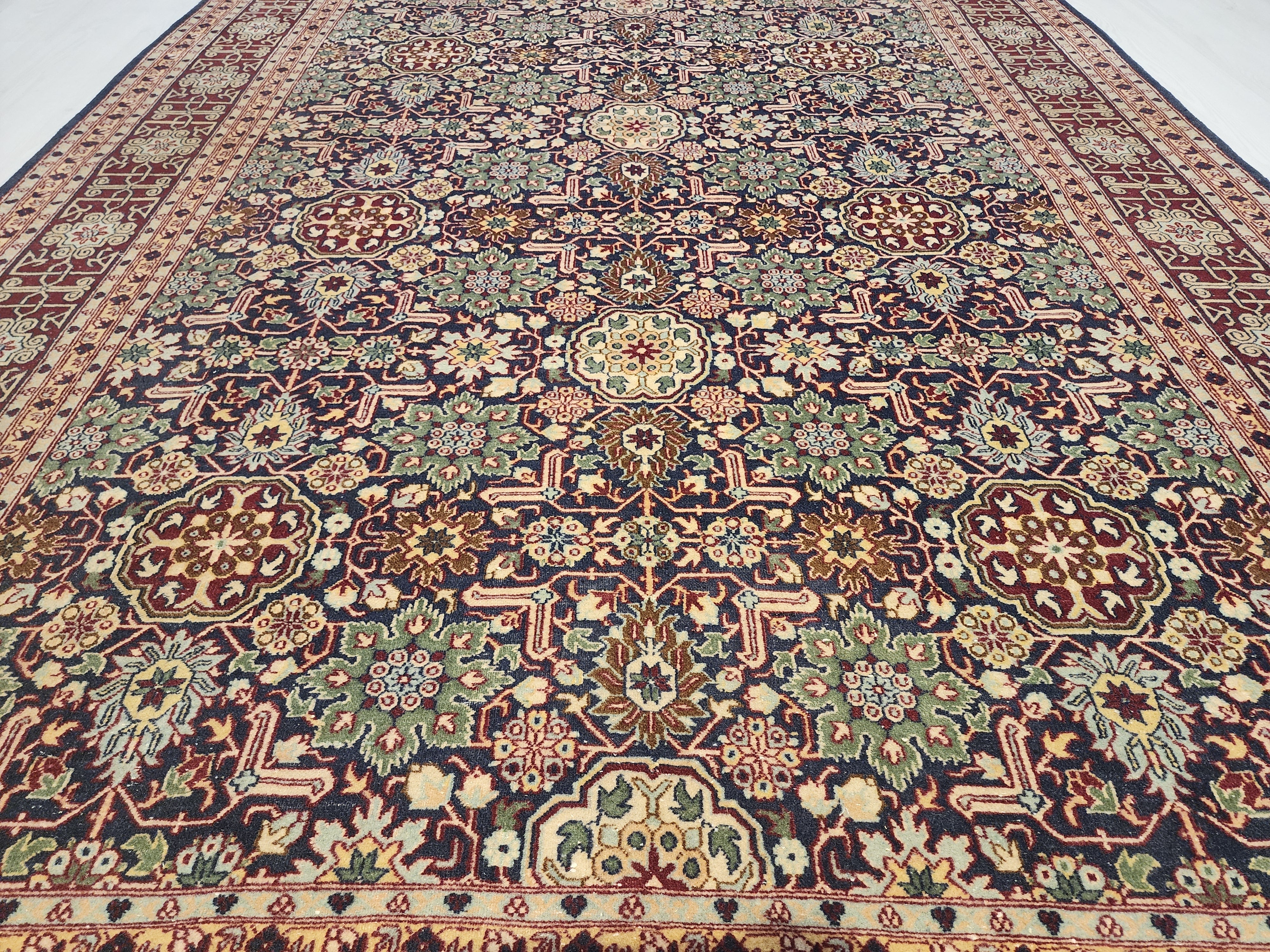 vintage Hereke Silk Area Rug — back view