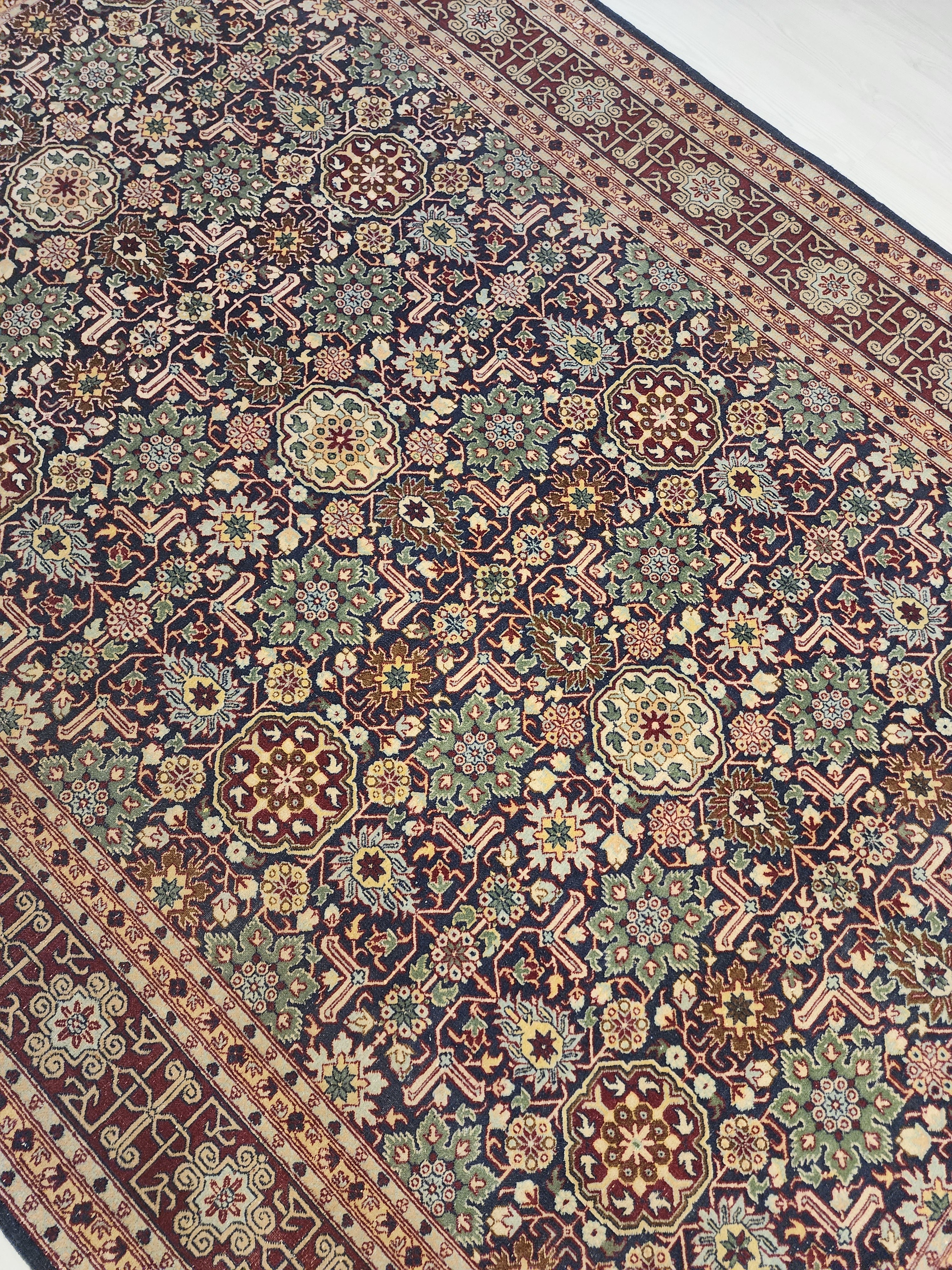 vintage Hereke Silk Area Rug — corner detail