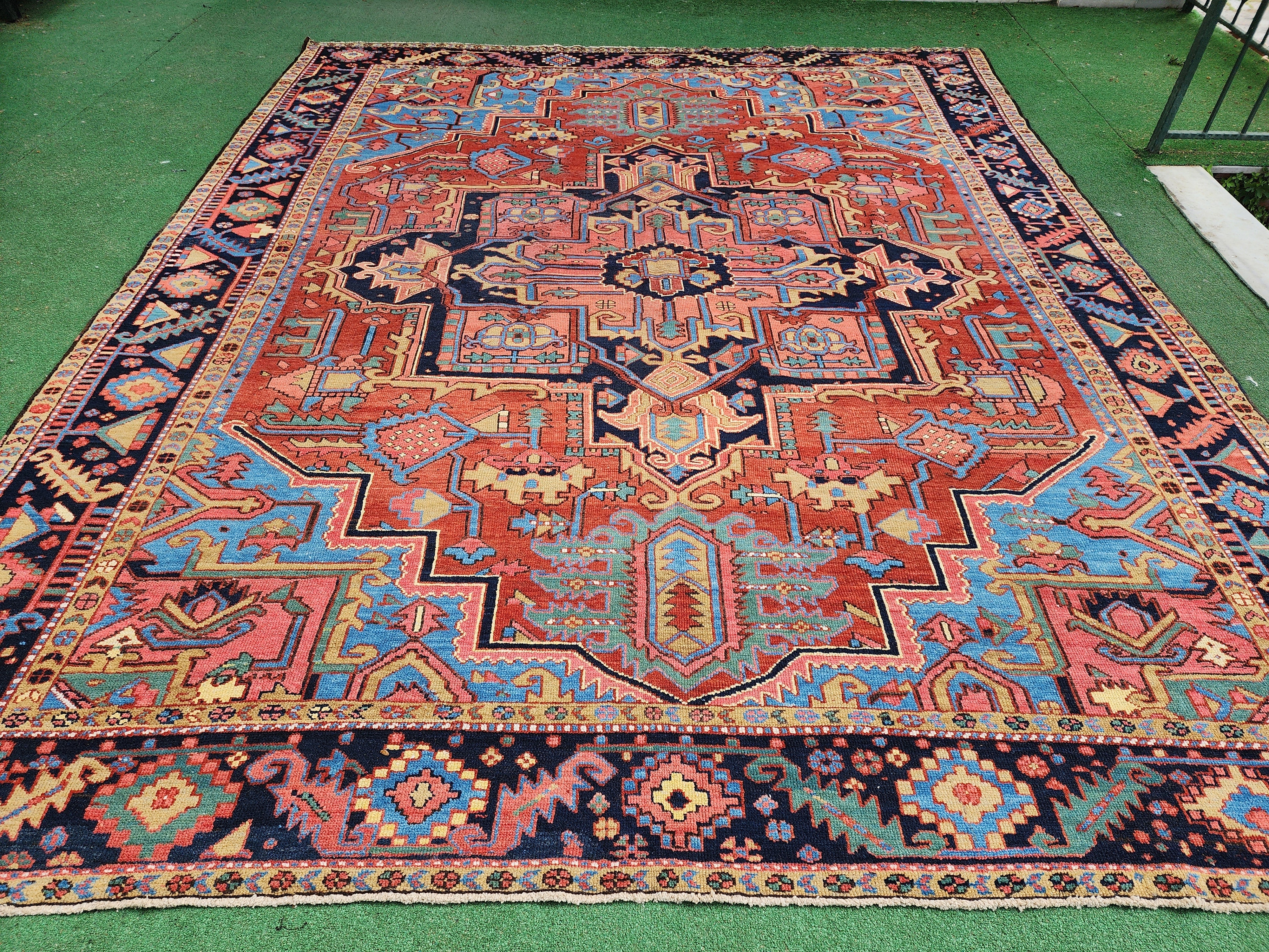 antique Anatolian Wool Large Area Rug — back view