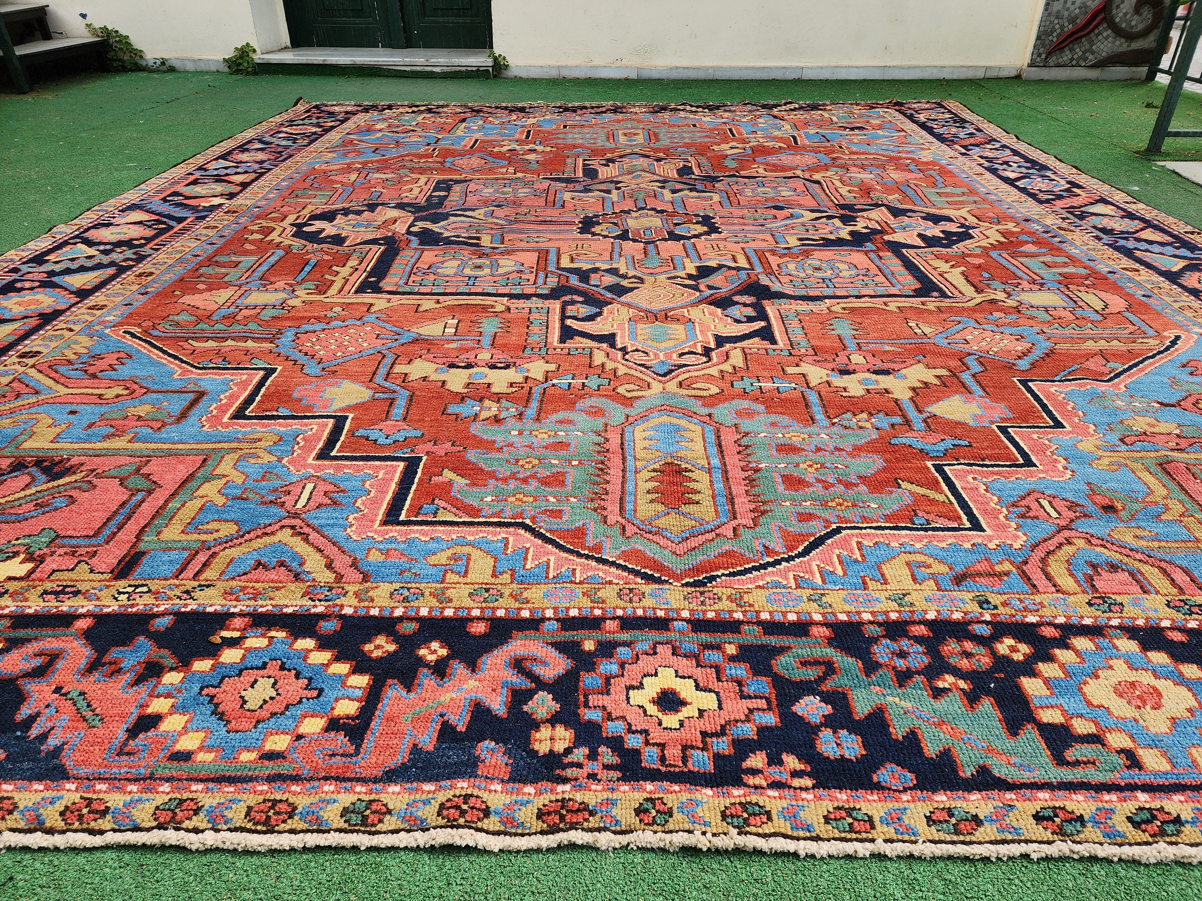 antique Anatolian Wool Large Area Rug — colour close-up