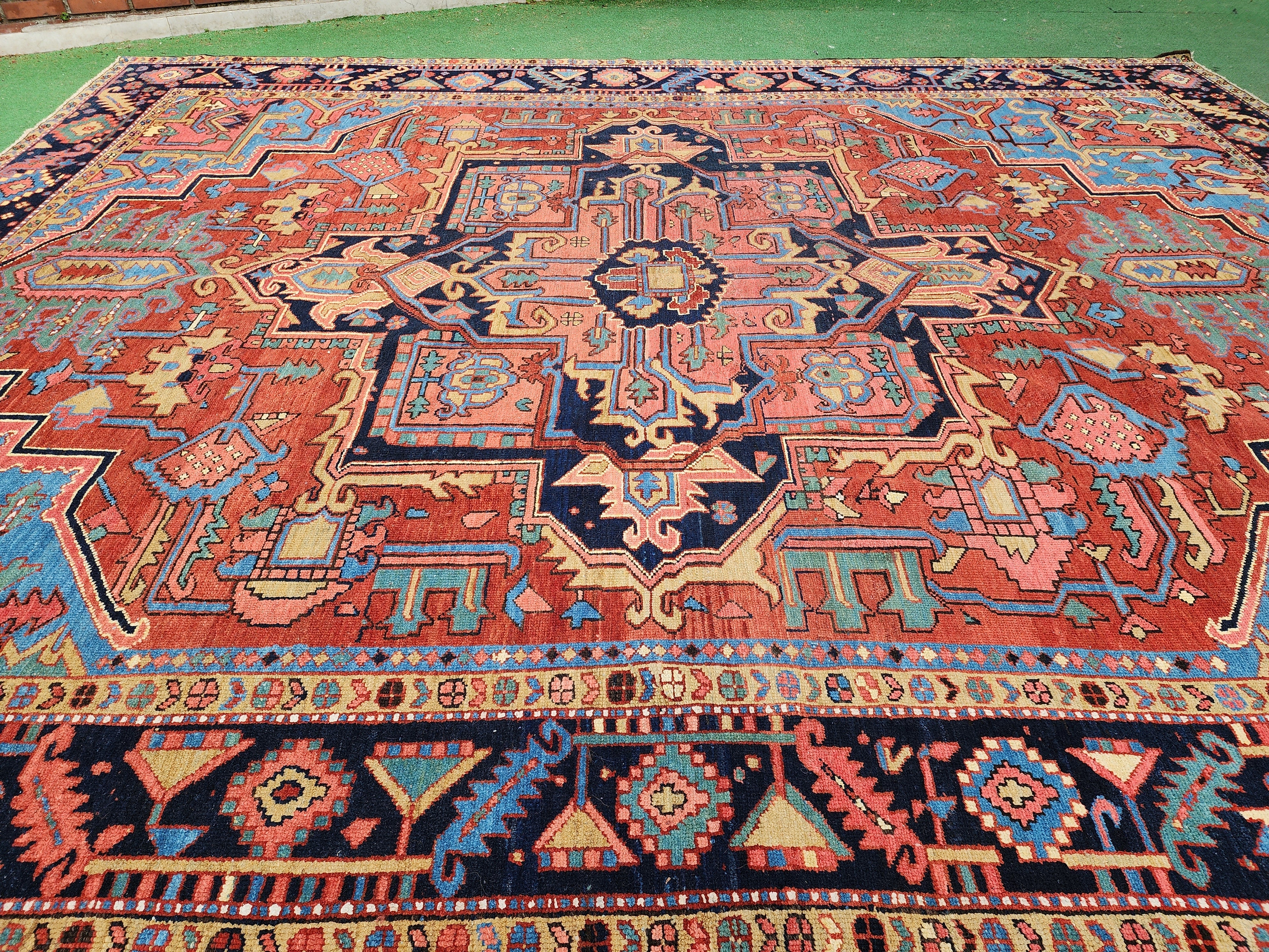 antique Anatolian Wool Large Area Rug — detail texture