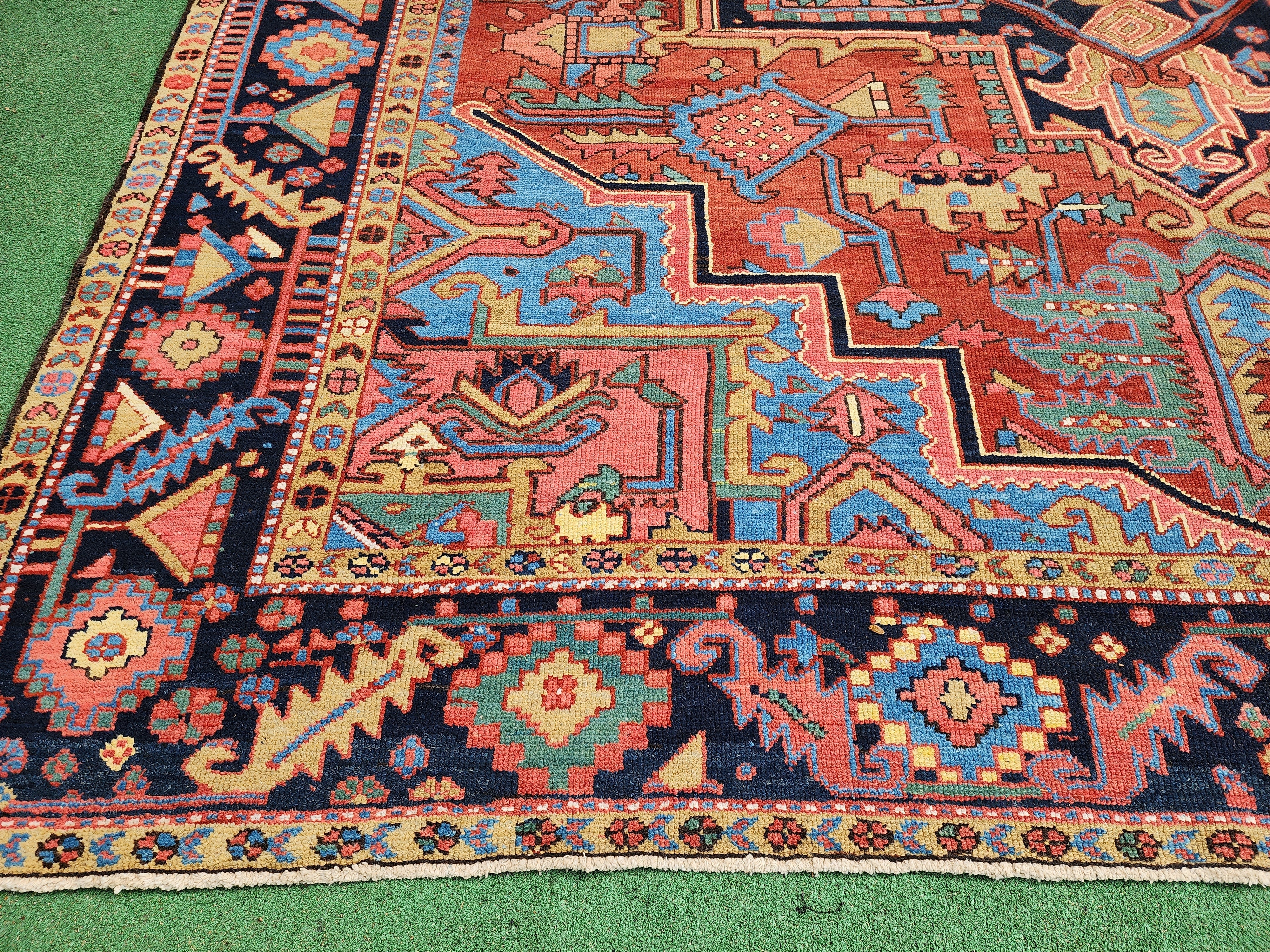 antique Anatolian Wool Large Area Rug — pattern close-up