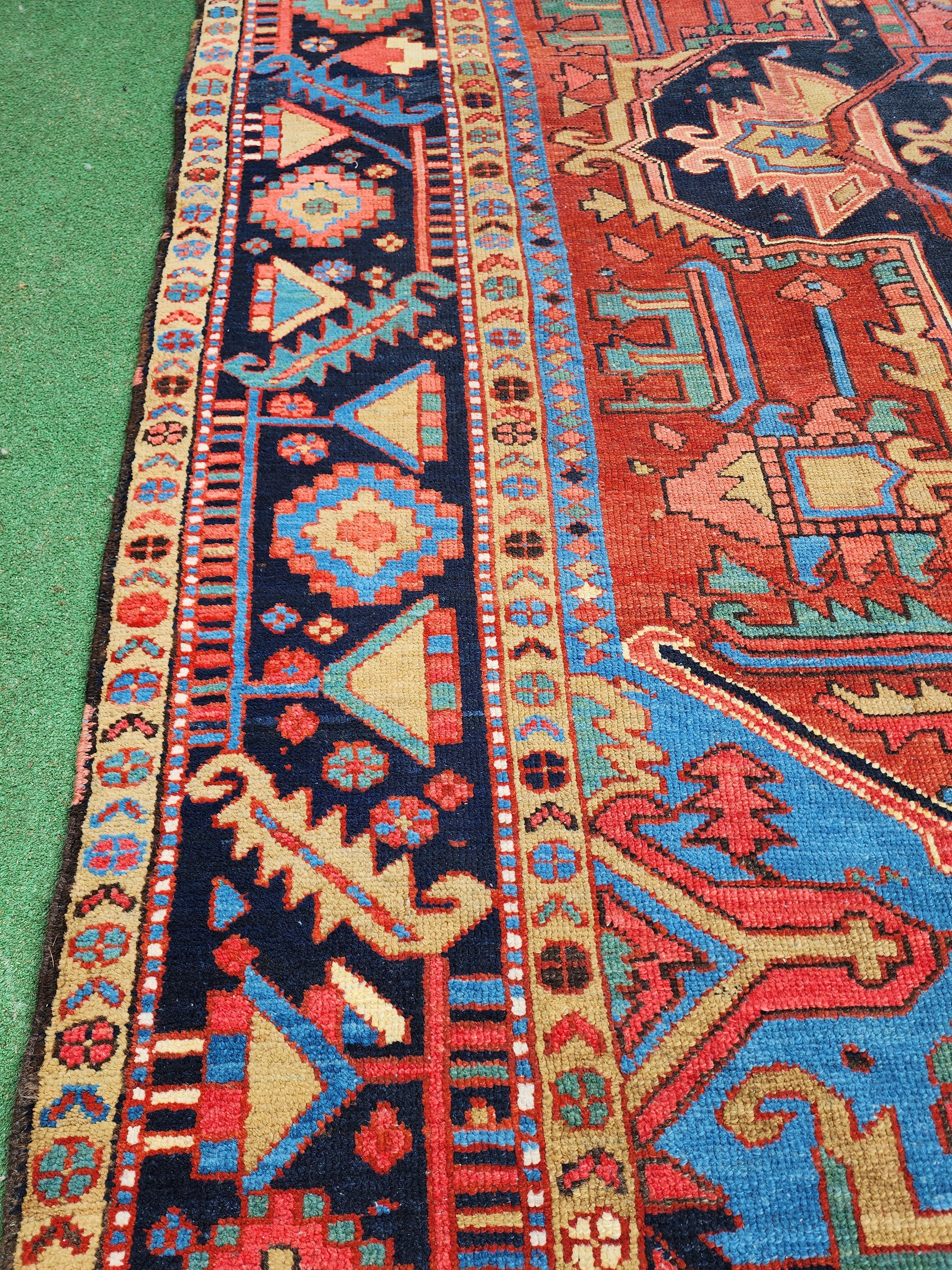 antique Anatolian Wool Large Area Rug — corner detail