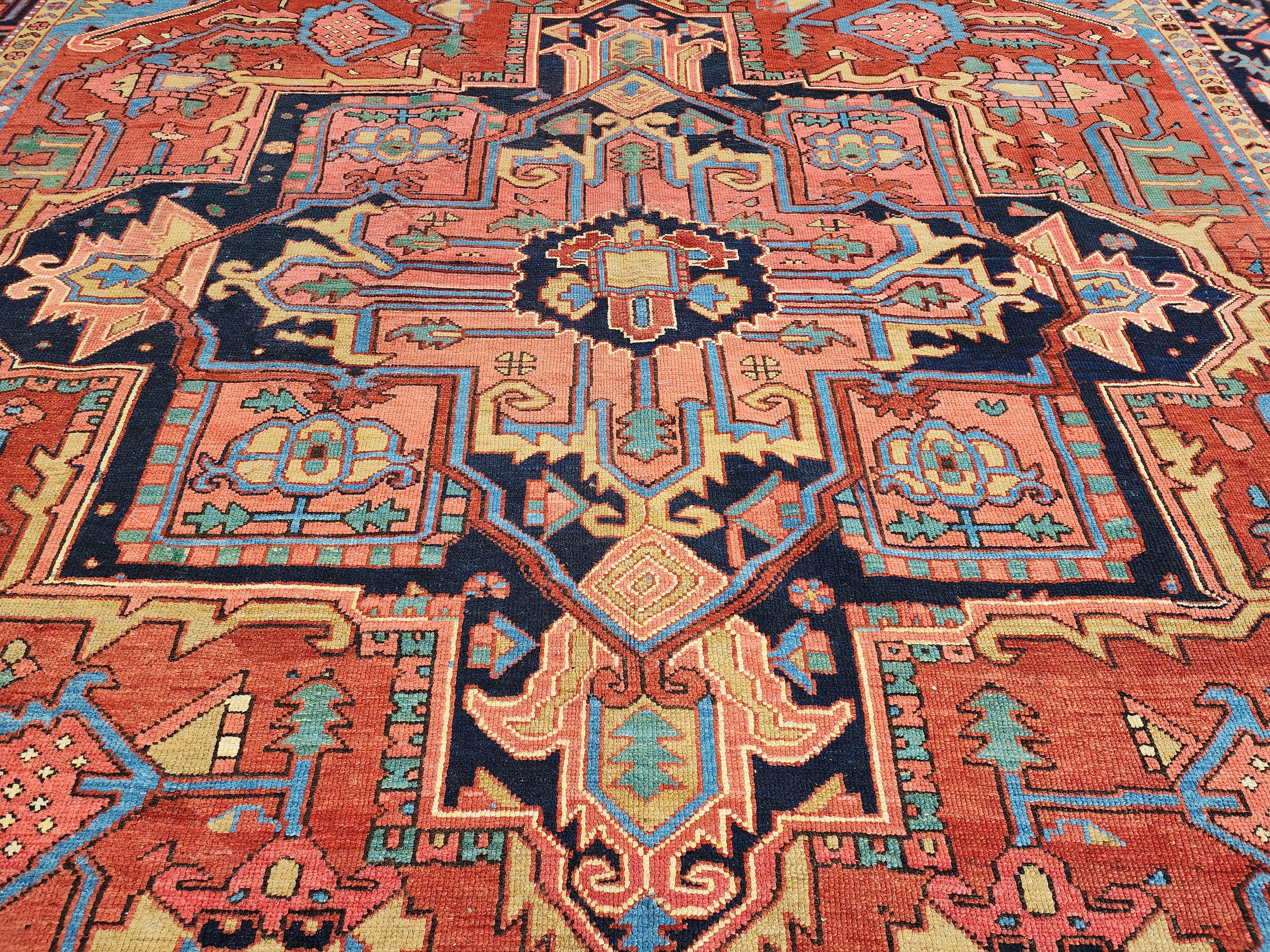 antique Anatolian Wool Large Area Rug — edge weave