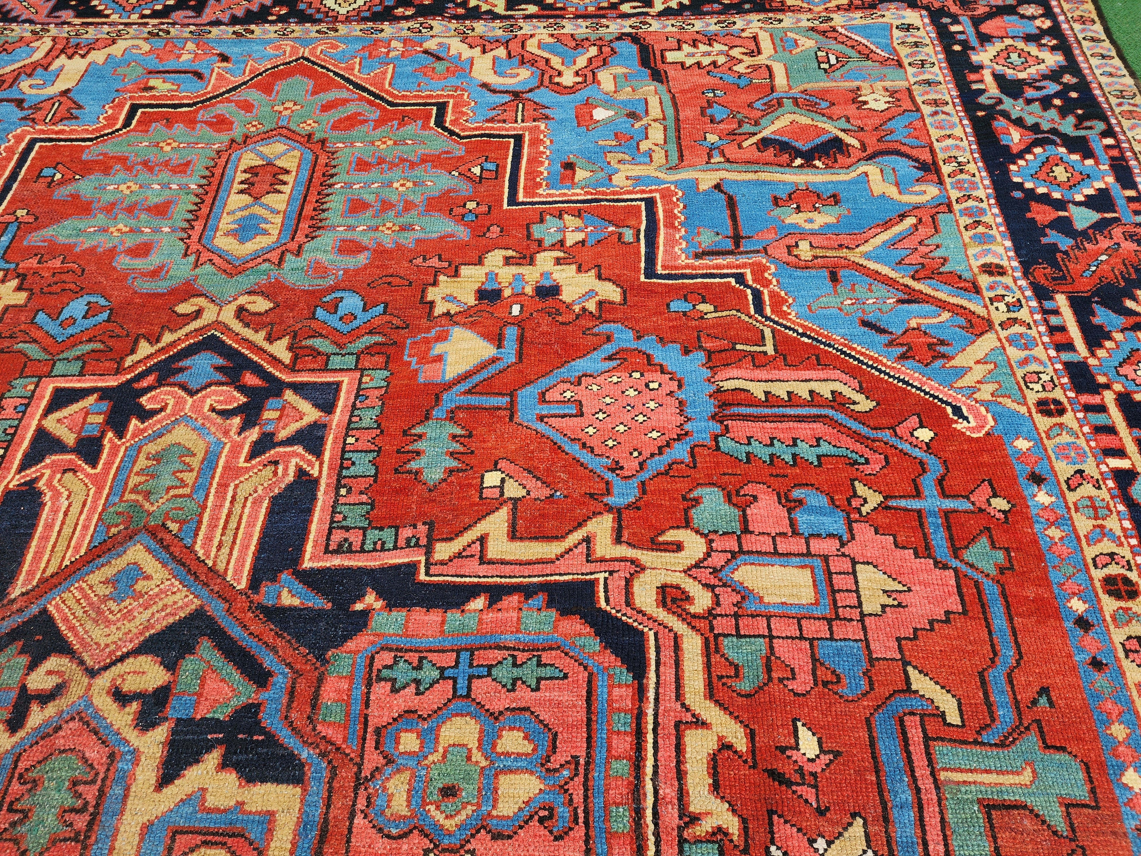 antique Anatolian Wool Large Area Rug — border pattern