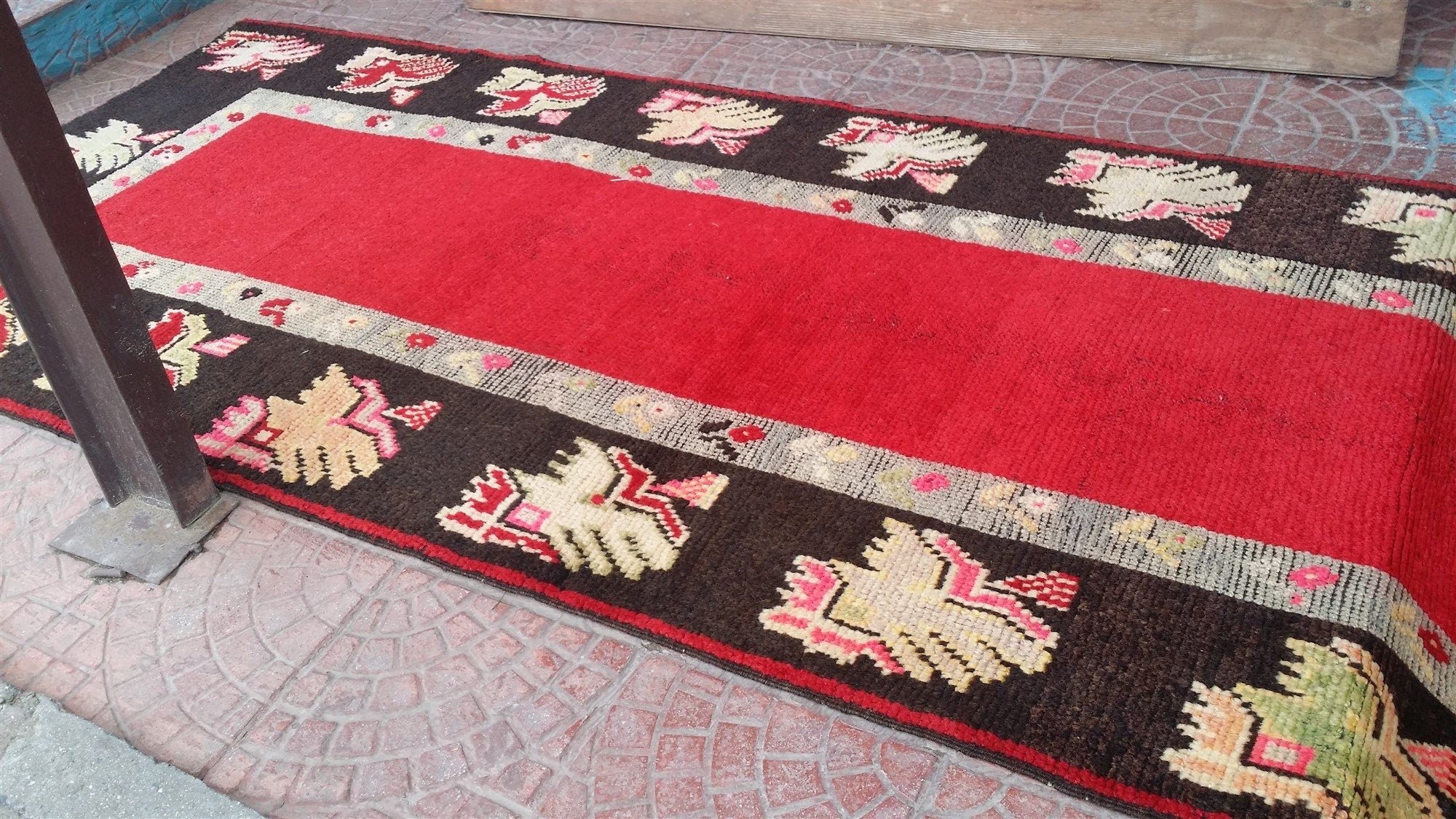 vintage Kilim Wool Runner Rug — detail texture