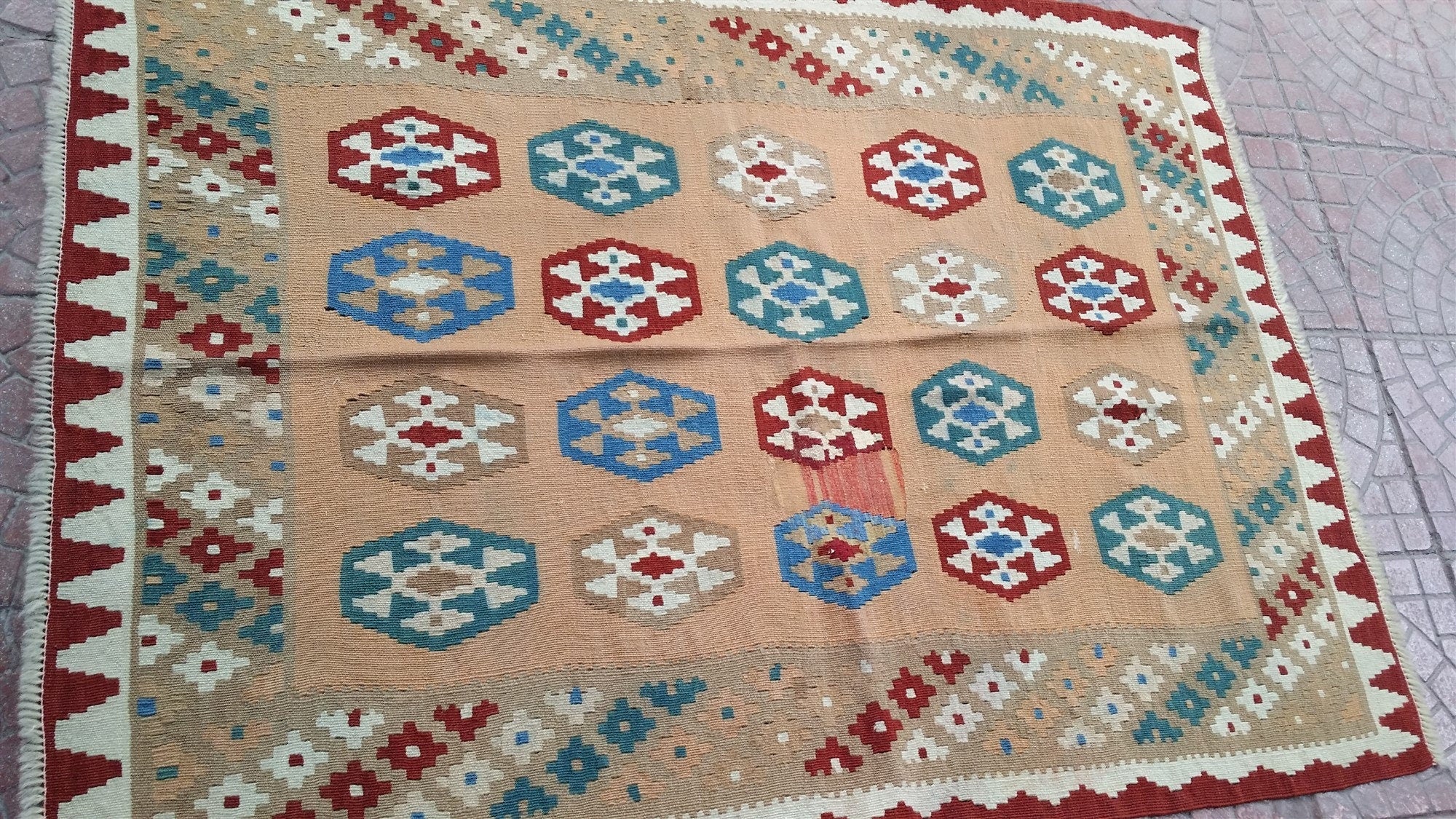 vintage Anatolian Wool Small Rug — in setting