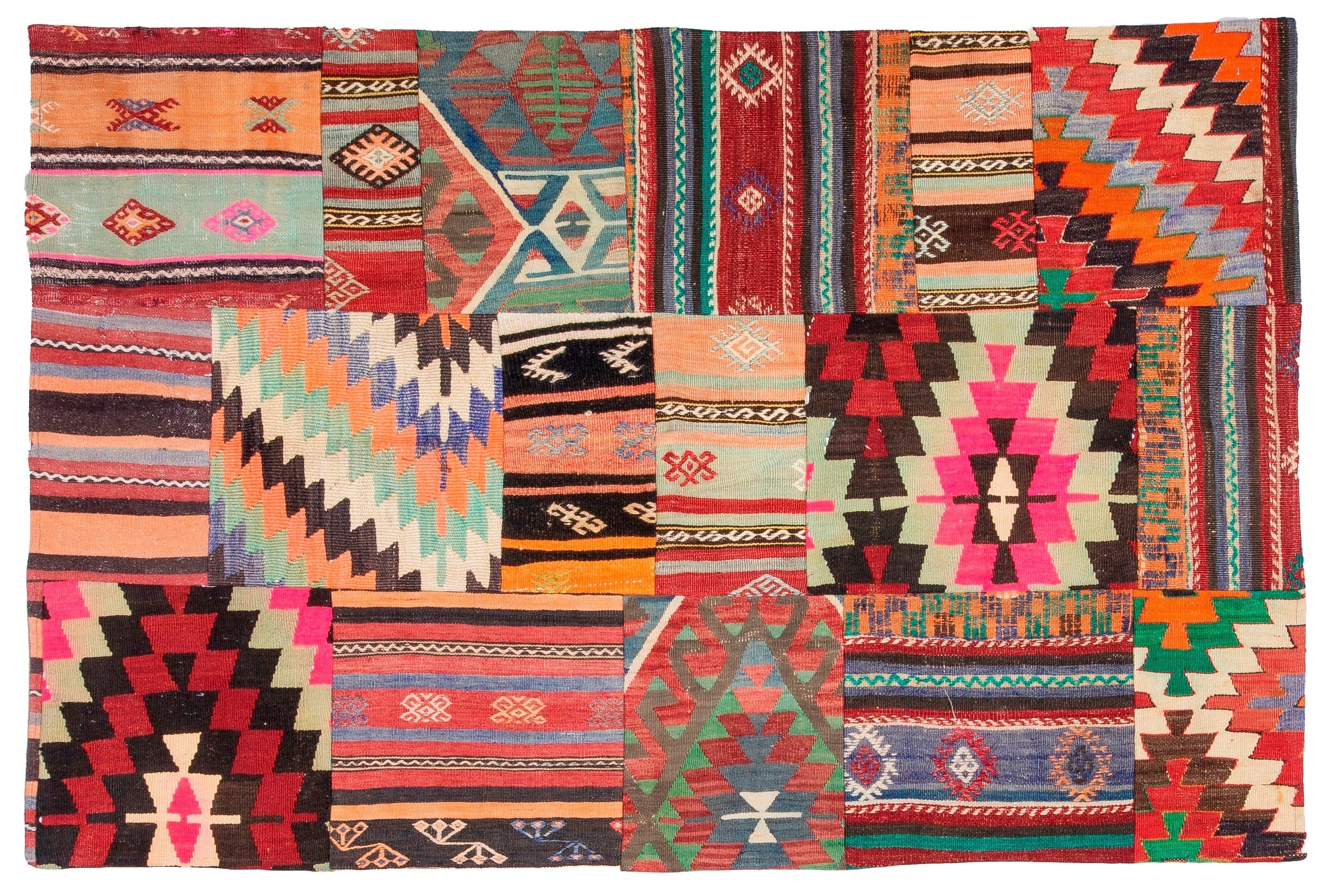 vintage Kilim Wool Area Rug — back view