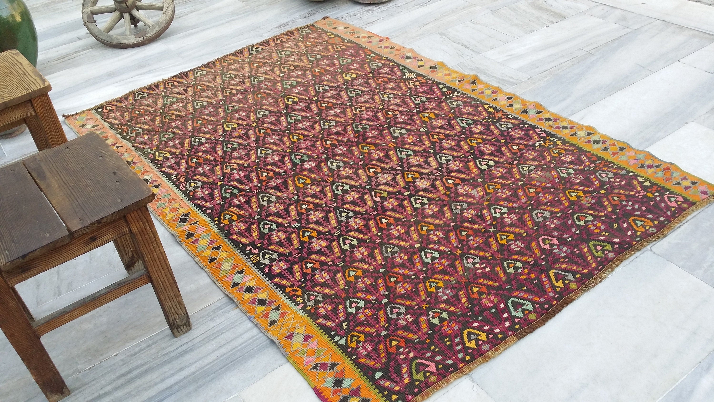 vintage Anatolian Wool Small Rug — detail texture