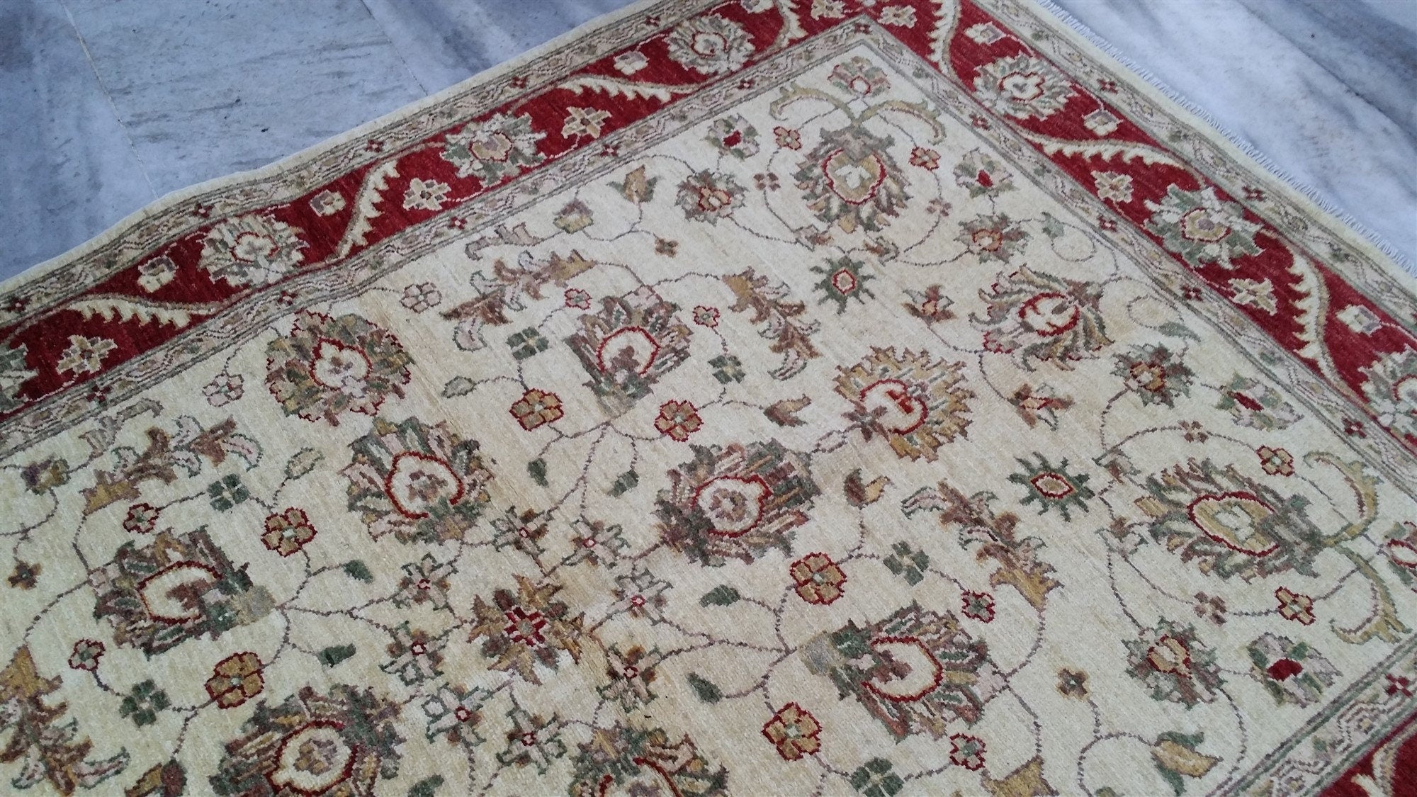 vintage Oushak Wool Small Rug — in setting