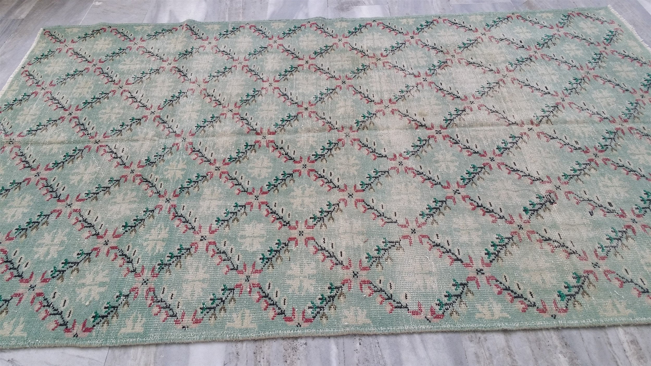 vintage Oushak Wool Large Area Rug — in setting