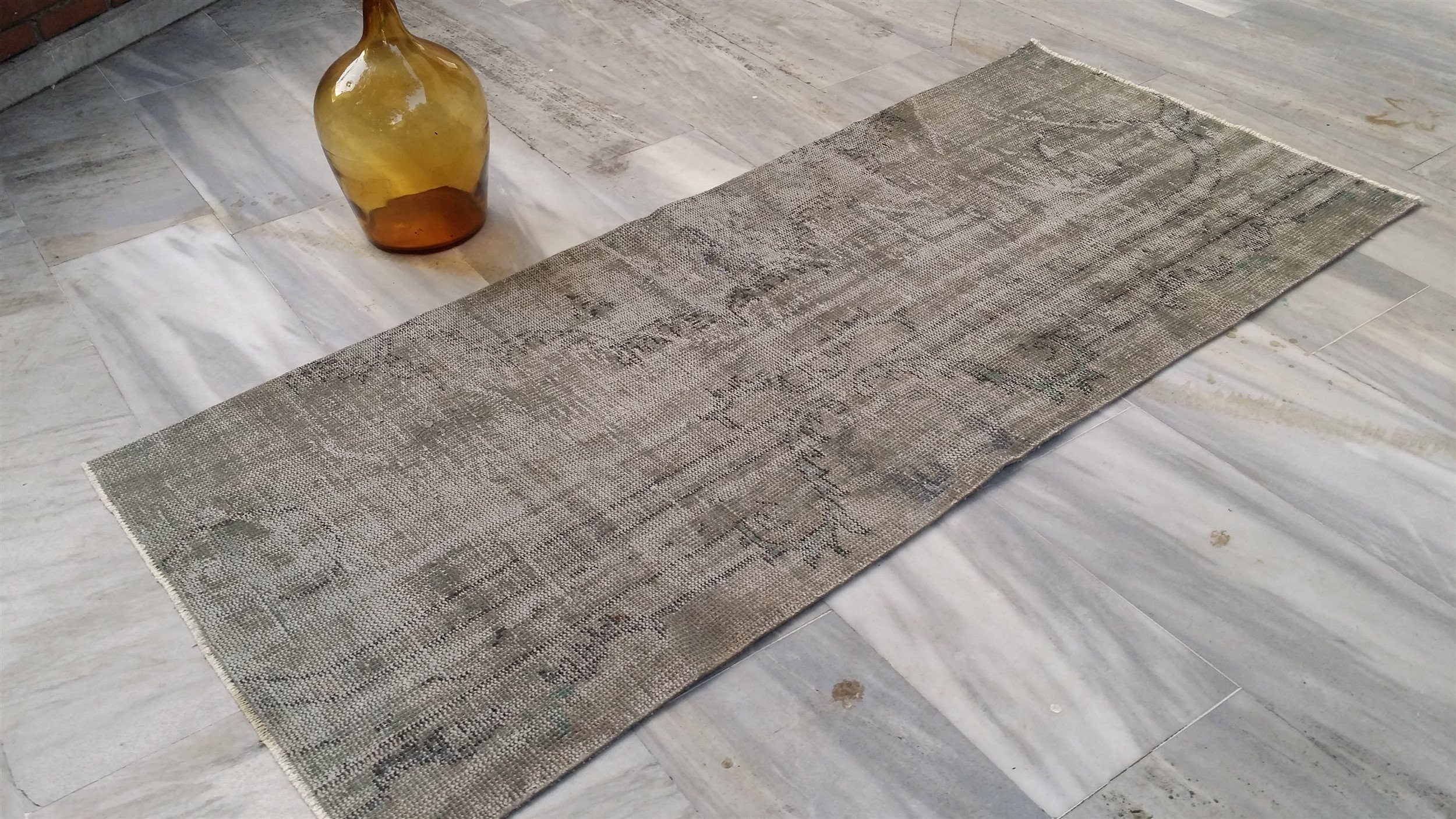 vintage Anatolian Wool Runner Rug — corner detail