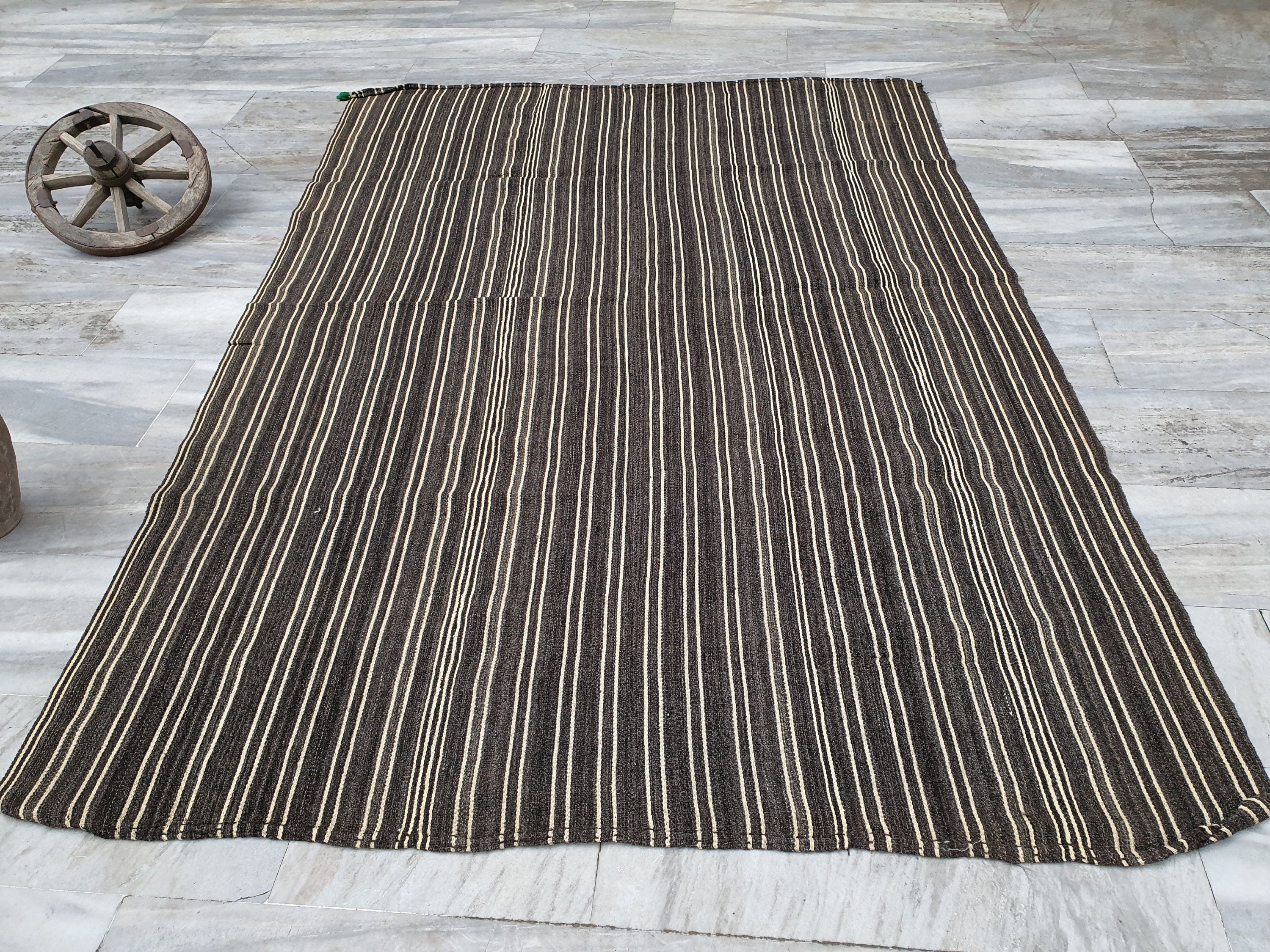 antique Anatolian Wool Area Rug — back view