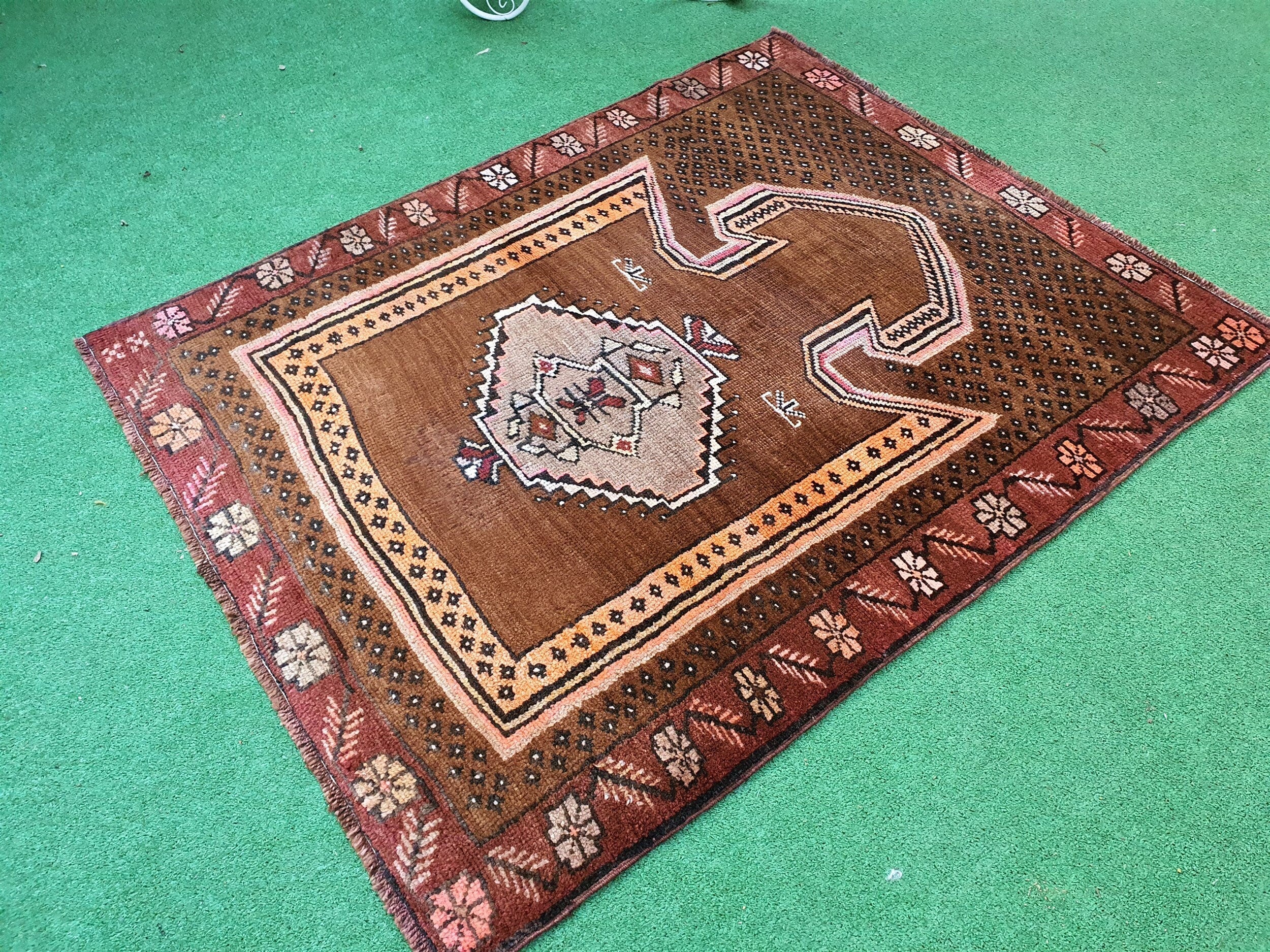 vintage Anatolian Wool Small Rug — in setting